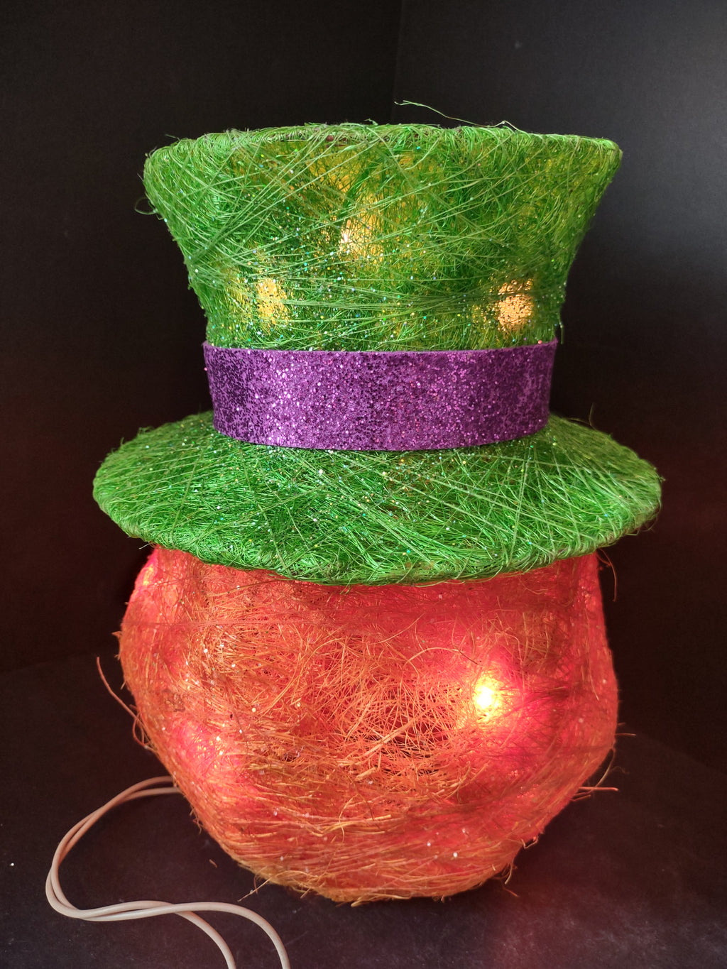 Halloween Pumpkin Green Hat Light Up Jack-O-Lantern (lot 2968j)