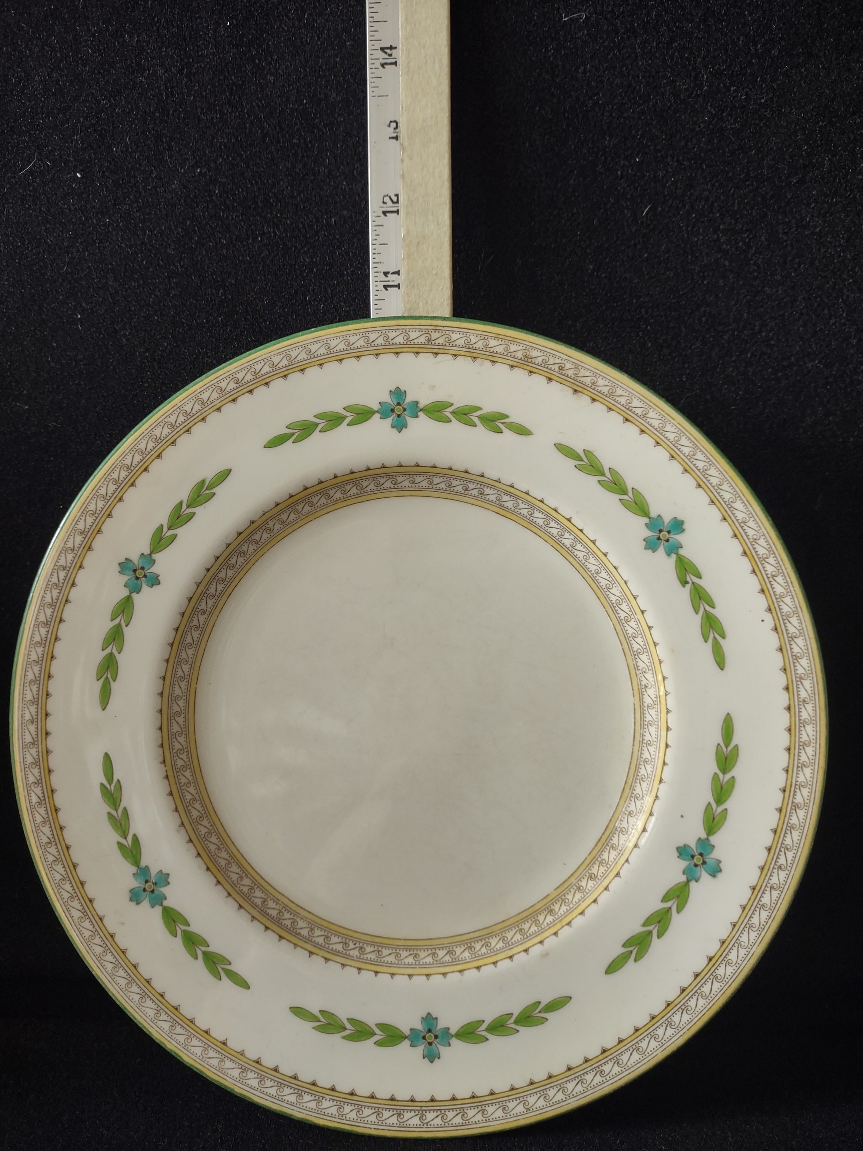 Vintage Minton Kent Dinner Plate Bone China Green Turquoise Brown (Lot 5456)