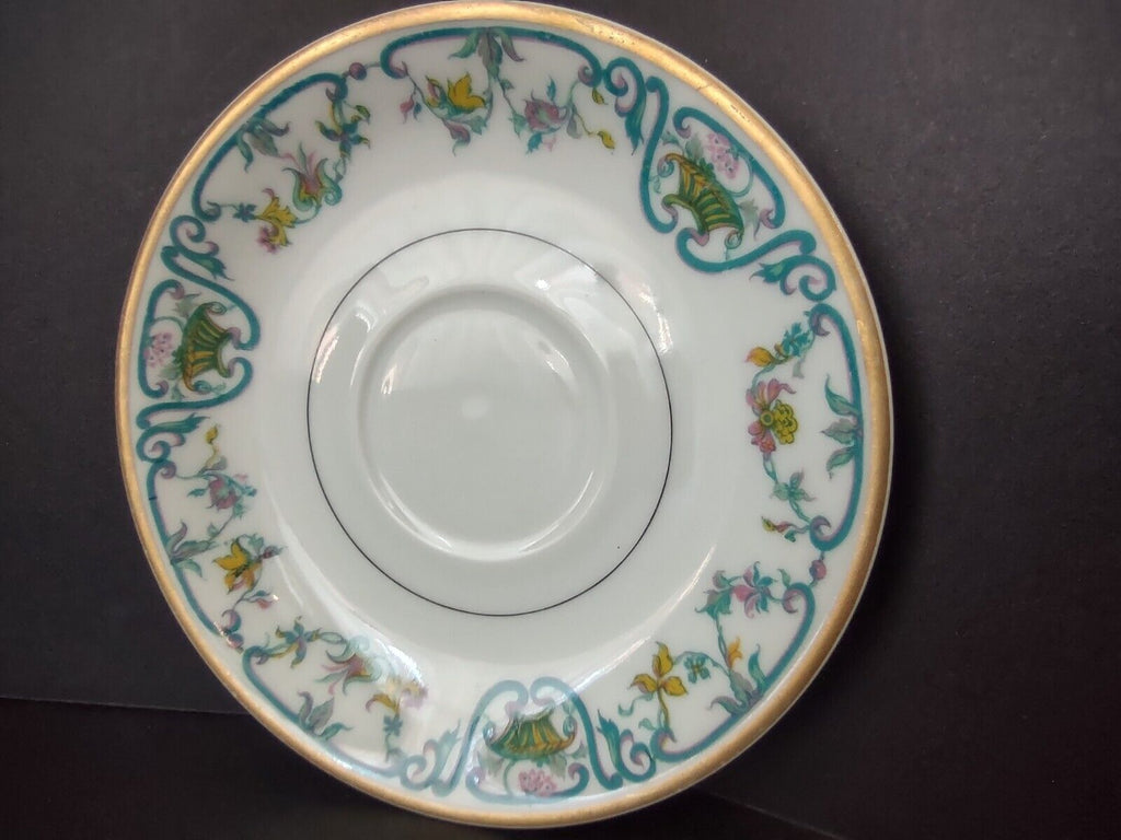 Haviland Limoges Blue Cream Yellow Flower Gold Trim Saucer (lot 728)