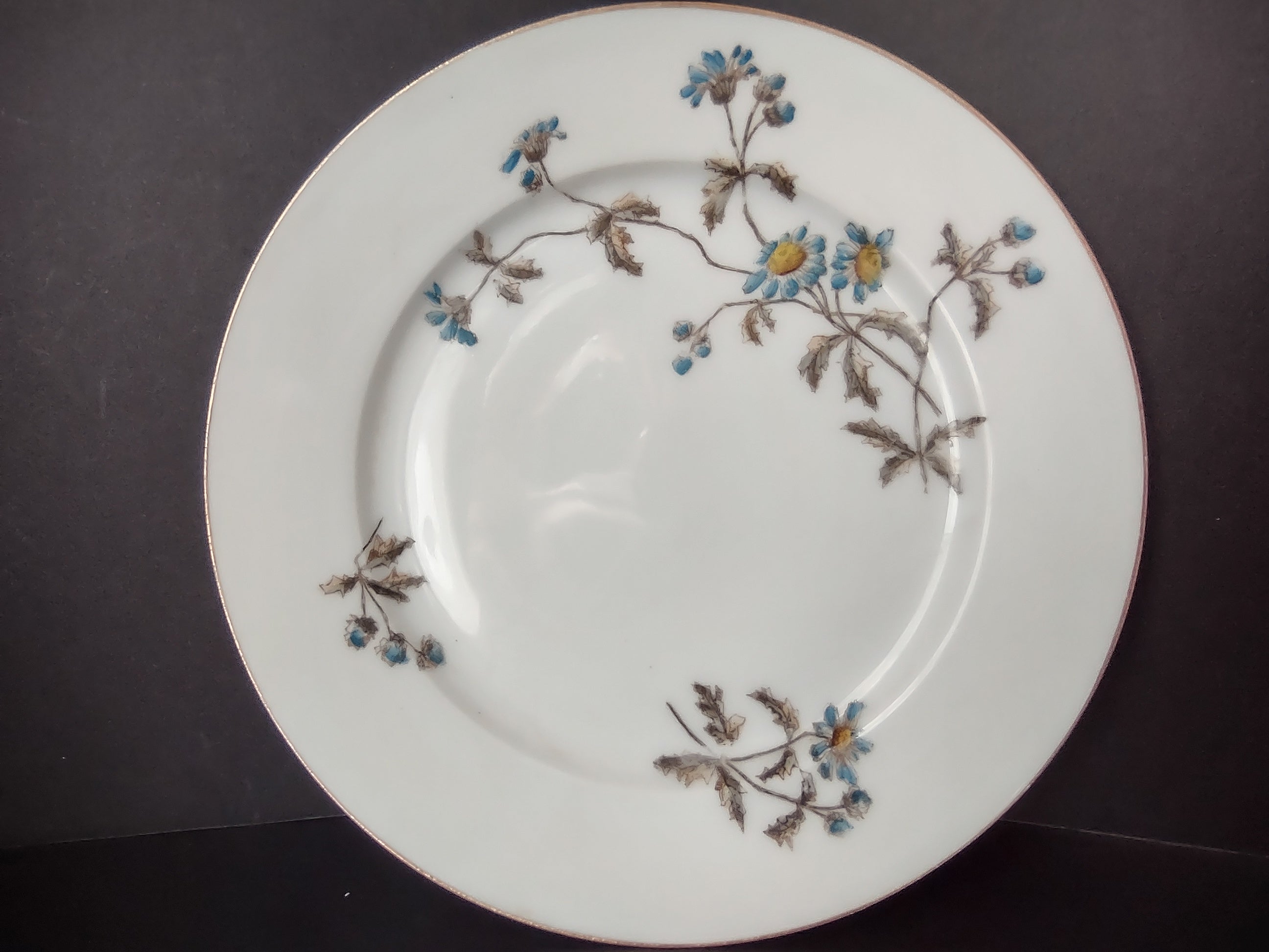 CFH GDA Haviland Limoges Luncheon/Salad Plate Blue Daisy Rustic Cottage (lot 982