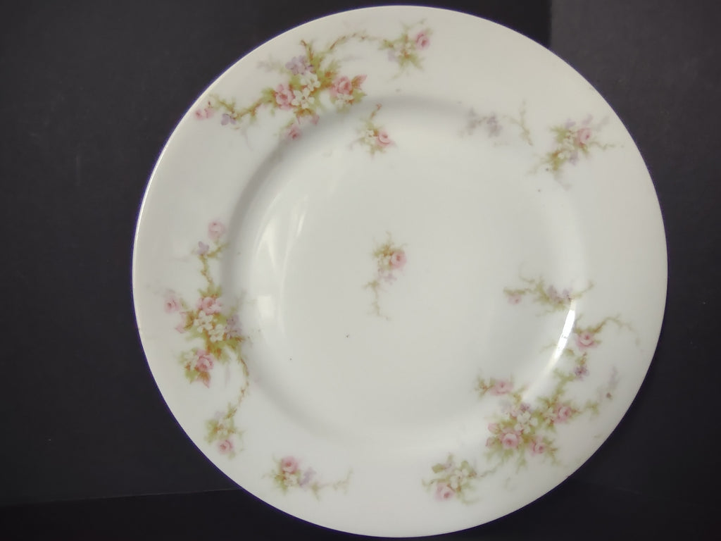 Haviland Limoges Dessert/Salad Plate Rose White Purple Flower Moss (lot 897)