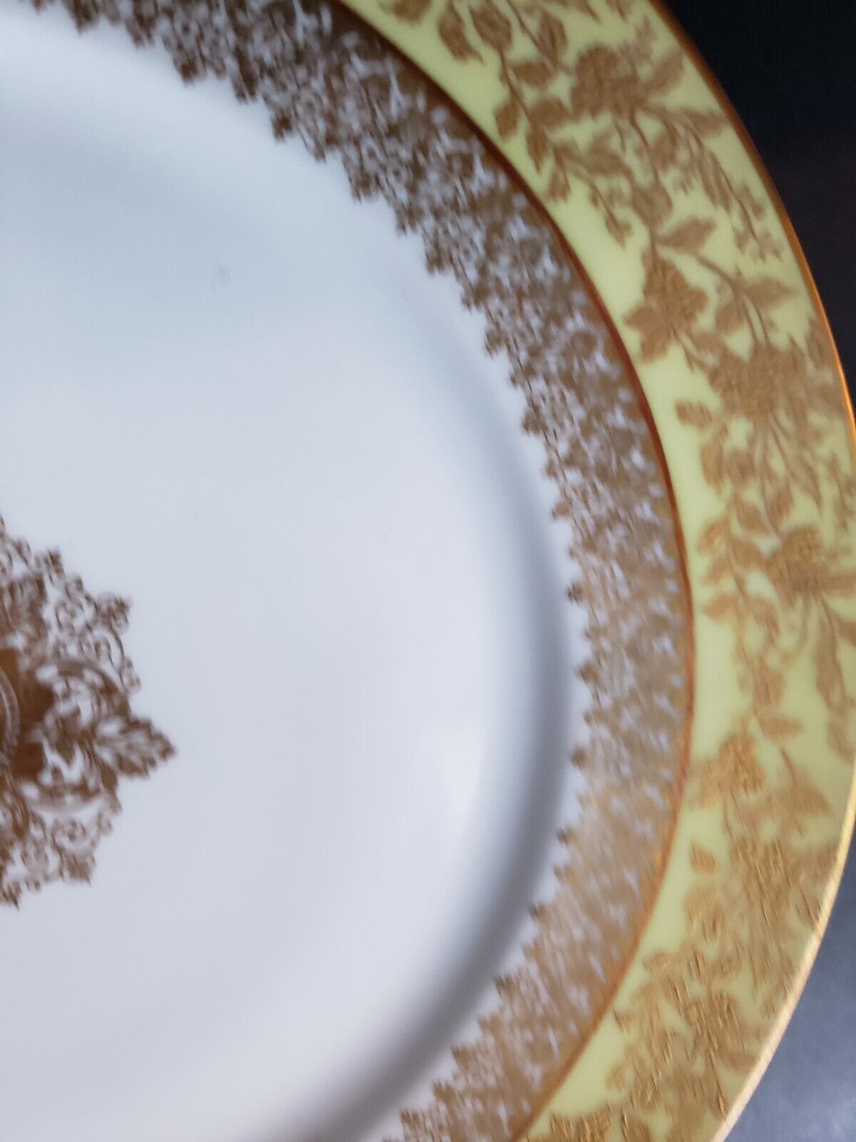 GDA Limoges France Salad/Luncheon Plate Yellow Raised Gold Snowflake (lot 650)