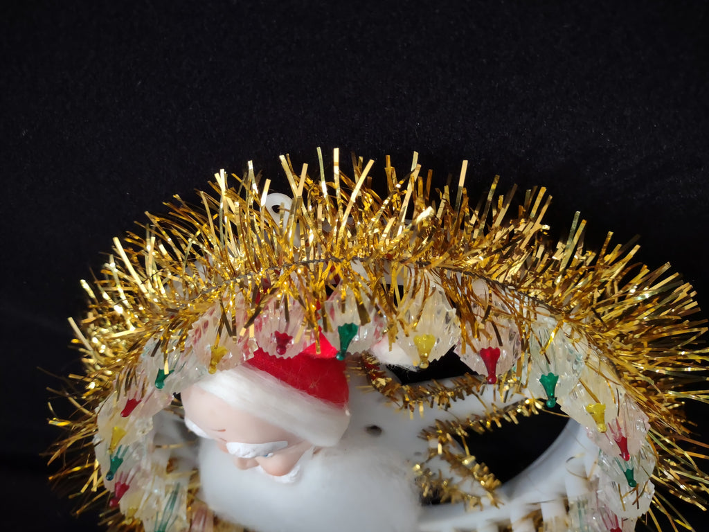 Vintage Christmas Rotating Lite Santa Plaque 30 Rotating Lights 7" (lot 3232)