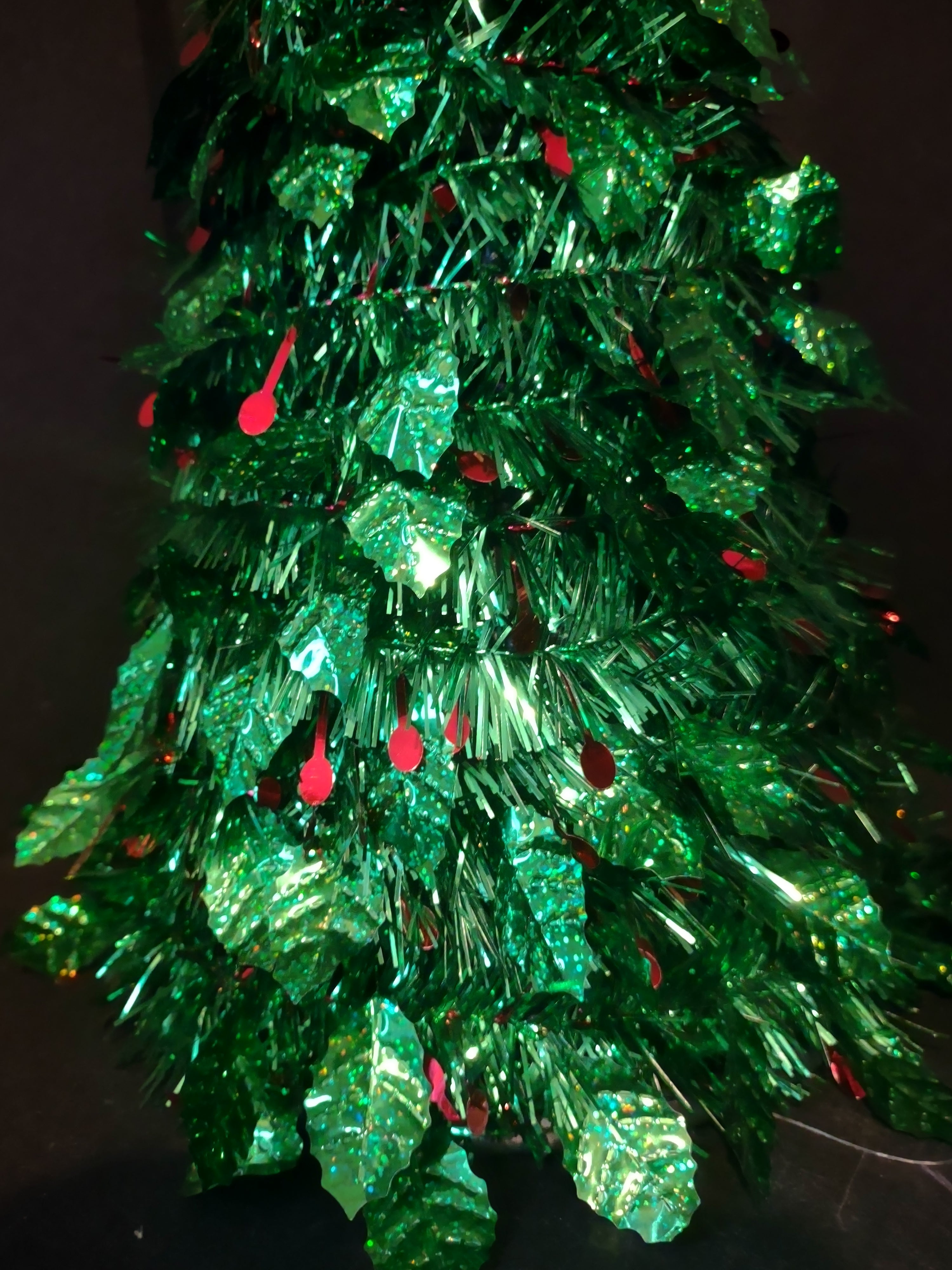 Set of 2 Christmas Tinsel Green Cone Tree Tabletop x 2 (lot 3182)