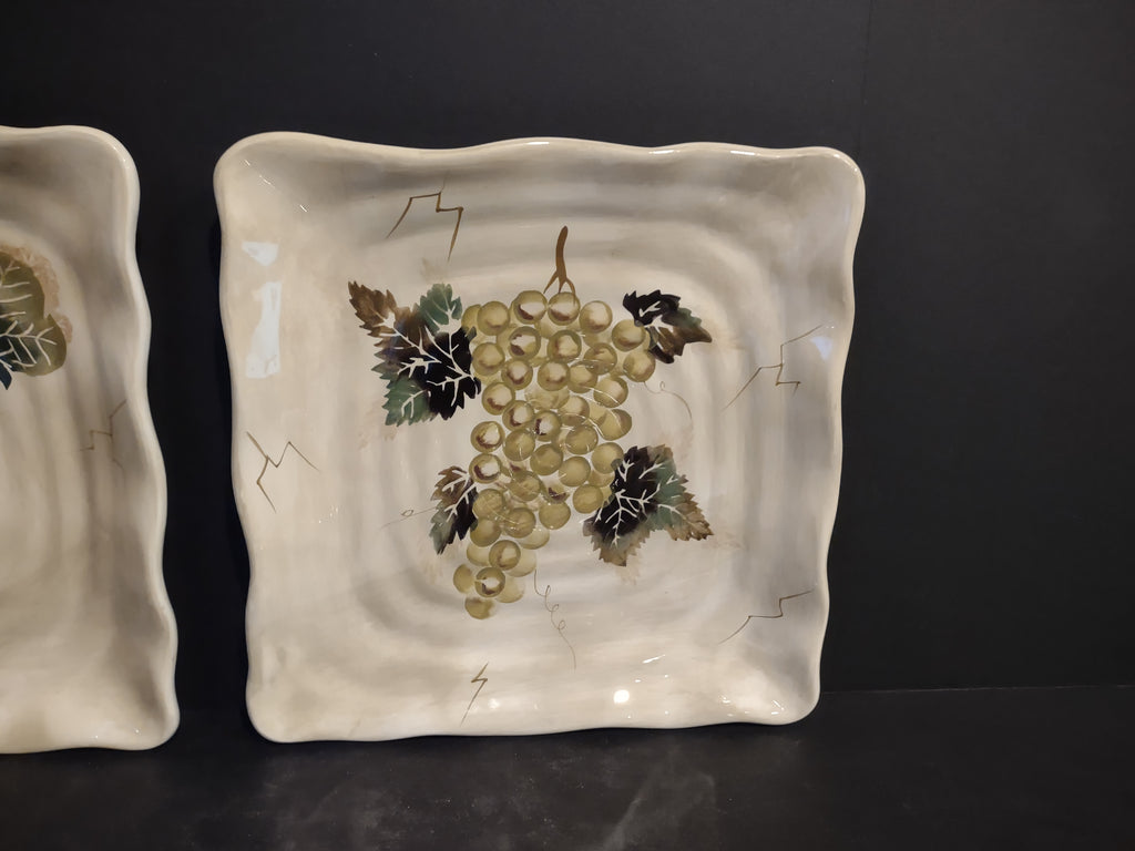 Cabernet Hand Painted Grape 11" Italian Style Square Dinner Plate x 4 (Lot 5248)