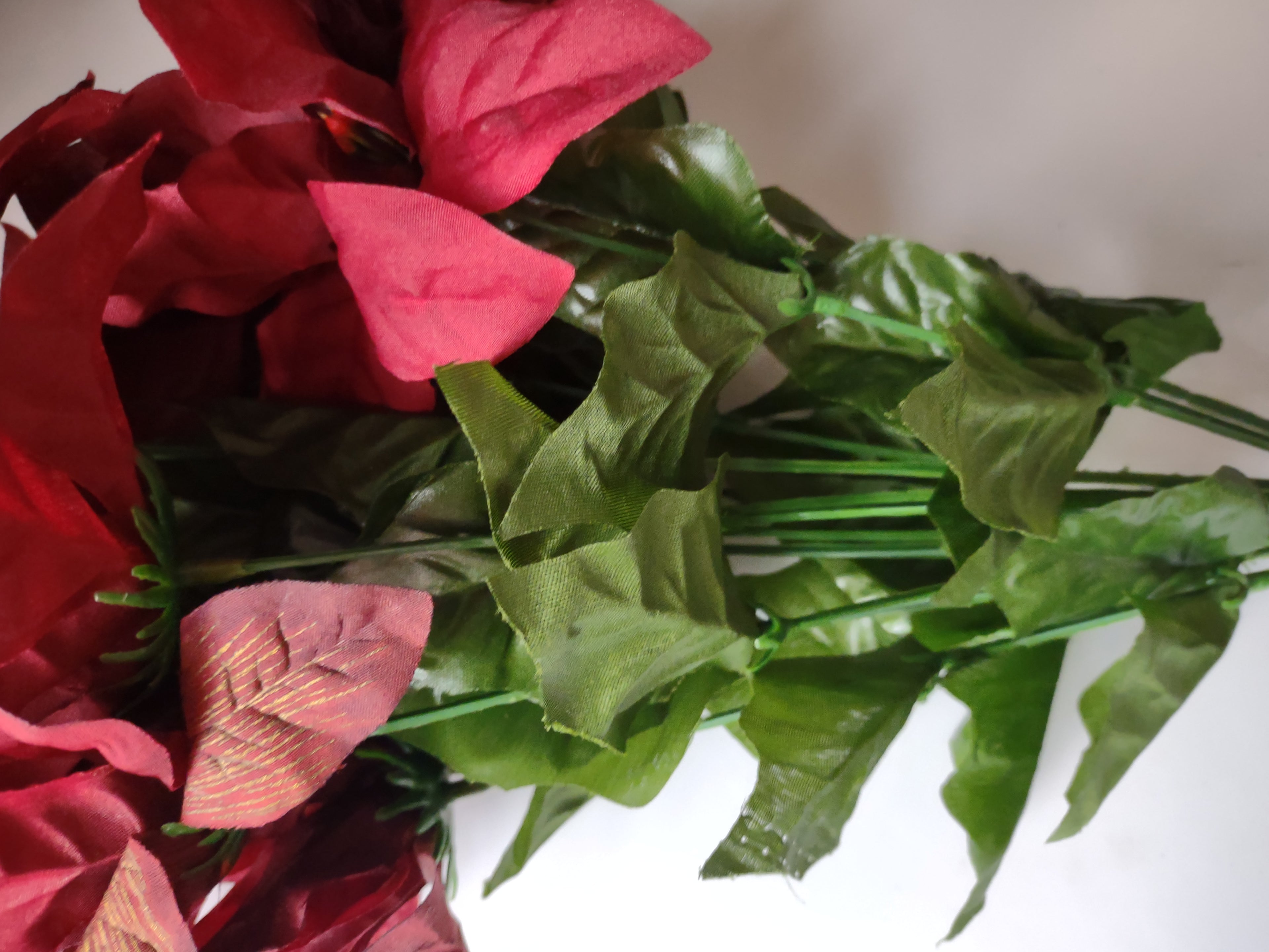 Christmas Lot Artificial Flower Poinsettia Red 12 stems 17" Long (lot 3344)