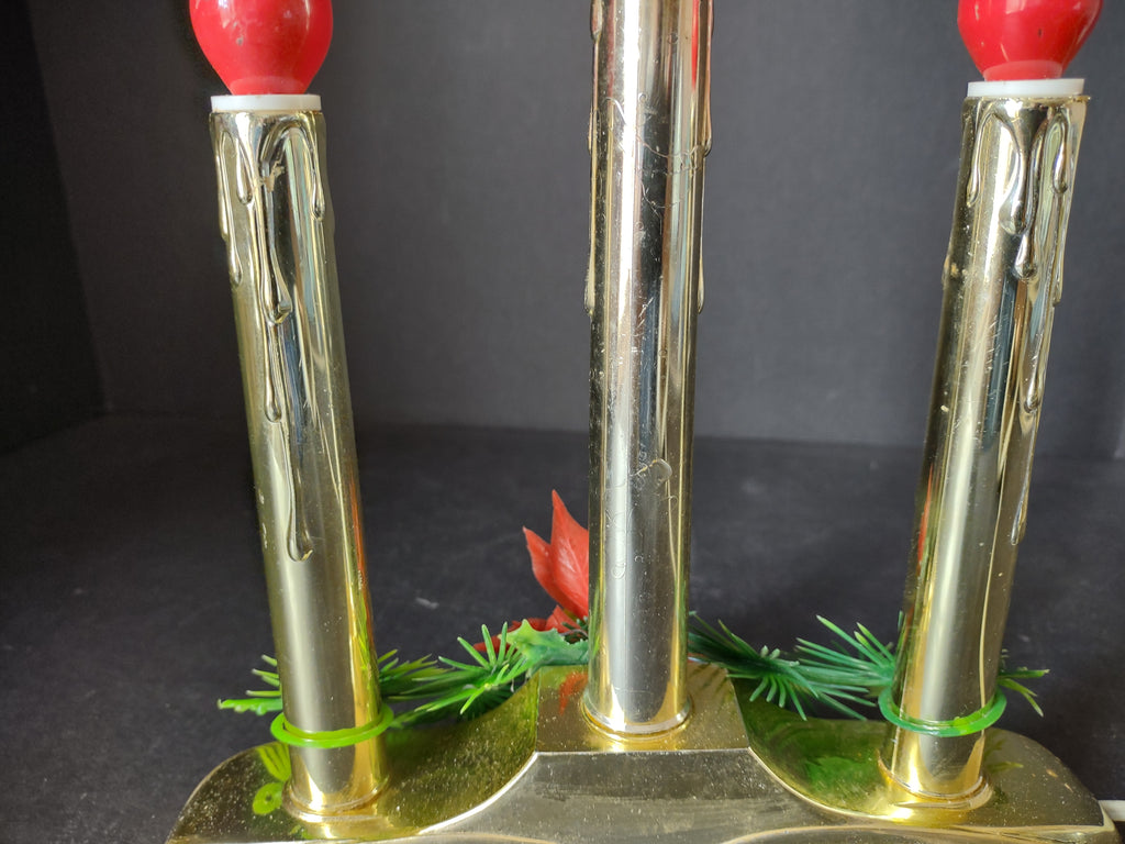 Vintage Candelabra Electric Drip Candle Christmas Golden 3 Lights (lot 2344)