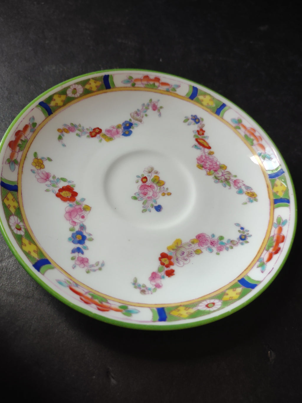 Vintage Minton Rose Green Trim Demitasse Saucer Bone China England (lot 5480)