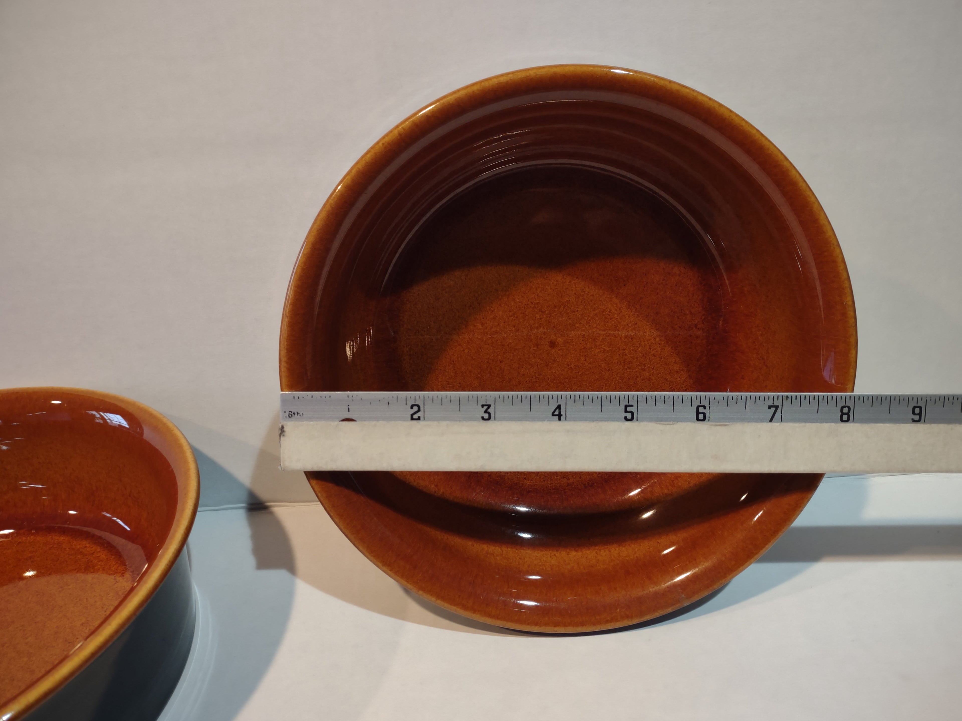 Vintage Ironstone Amber Octagon Serving Dish x 2 Made in USA 8" (lot 5002)