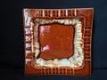 Pfaltzgraff USA Brown Drip Glaze Vintage Cigar Ashtray 8" Square (lot 2147d)
