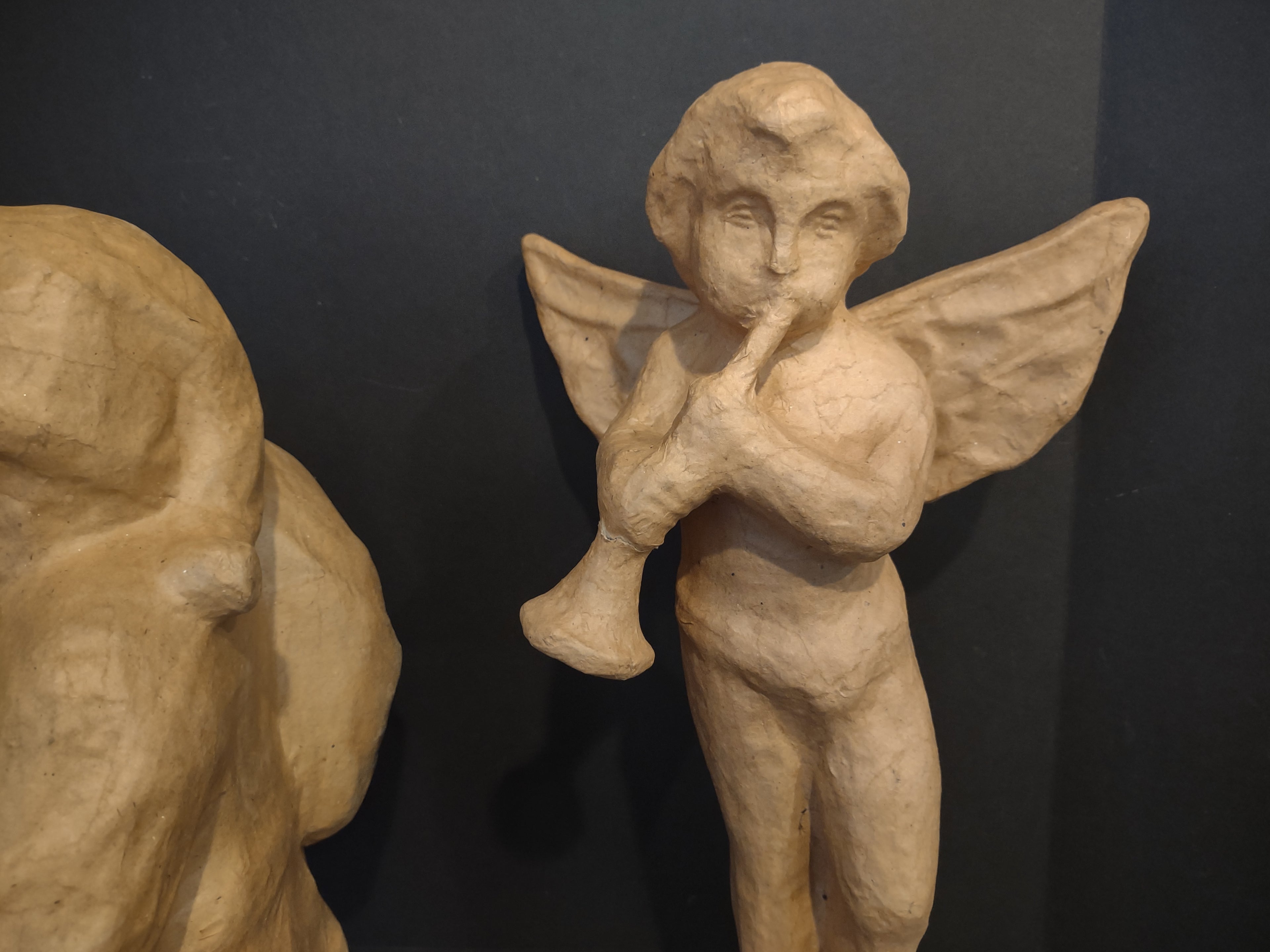 Christmas Paper Mache Set Angel Santa IMPERFECT (lot 1290)