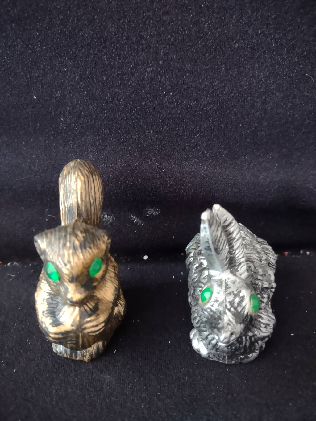Vintage Rabbit Squirrel Resin Figurines Green Rhinestone Eyes Murphy (Lot 3939)