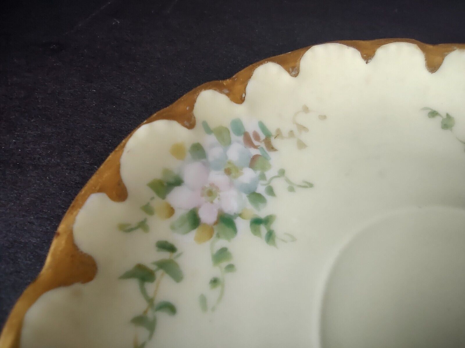 Vintage Malmaison Bavaria Gold Trim Teacup Bouillon Cup Yellow Floral (lot 756)