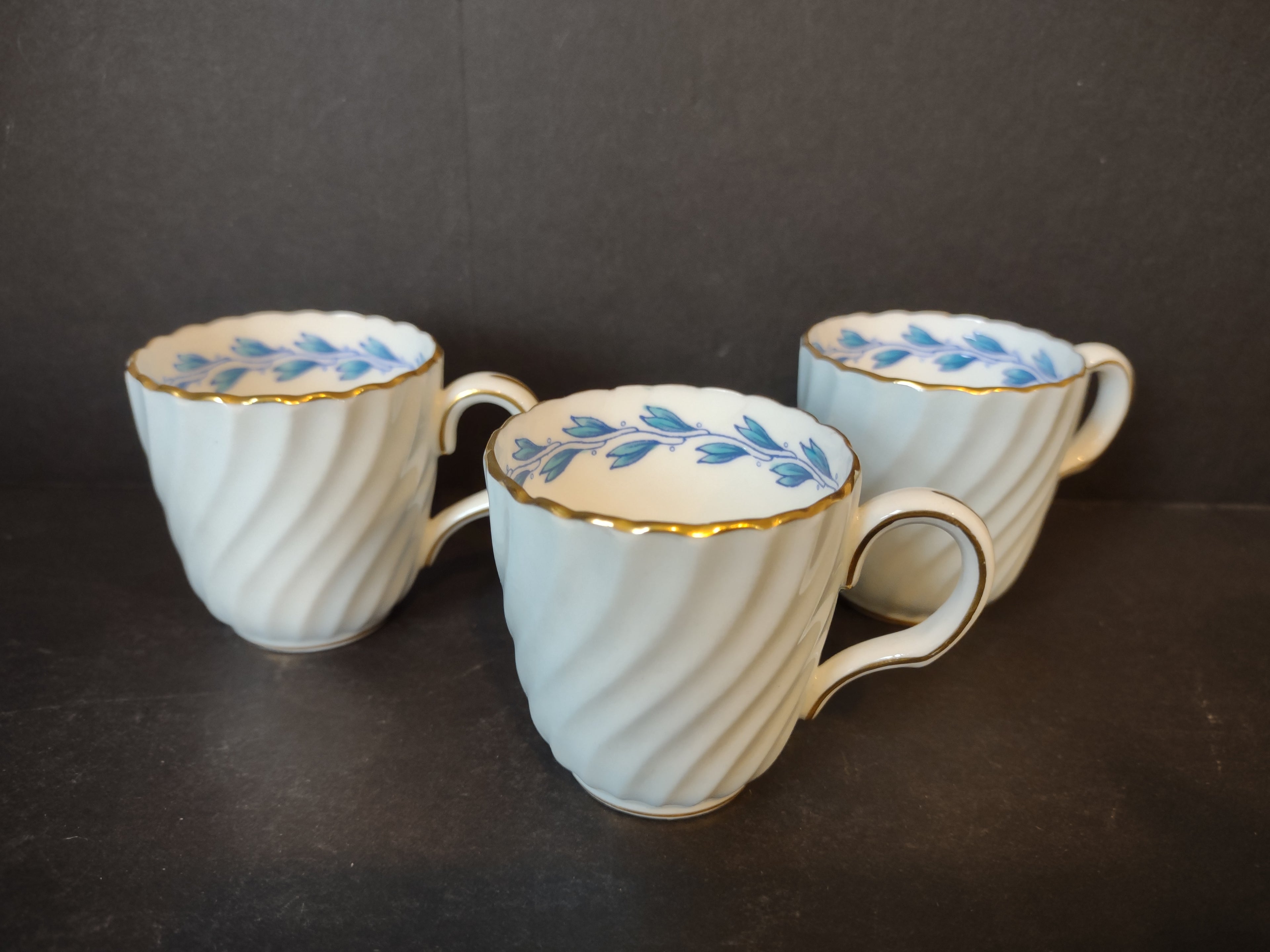Vintage Minton England Bone China Cheviot Blue Demitasse Cup x 6 (lot 5437)