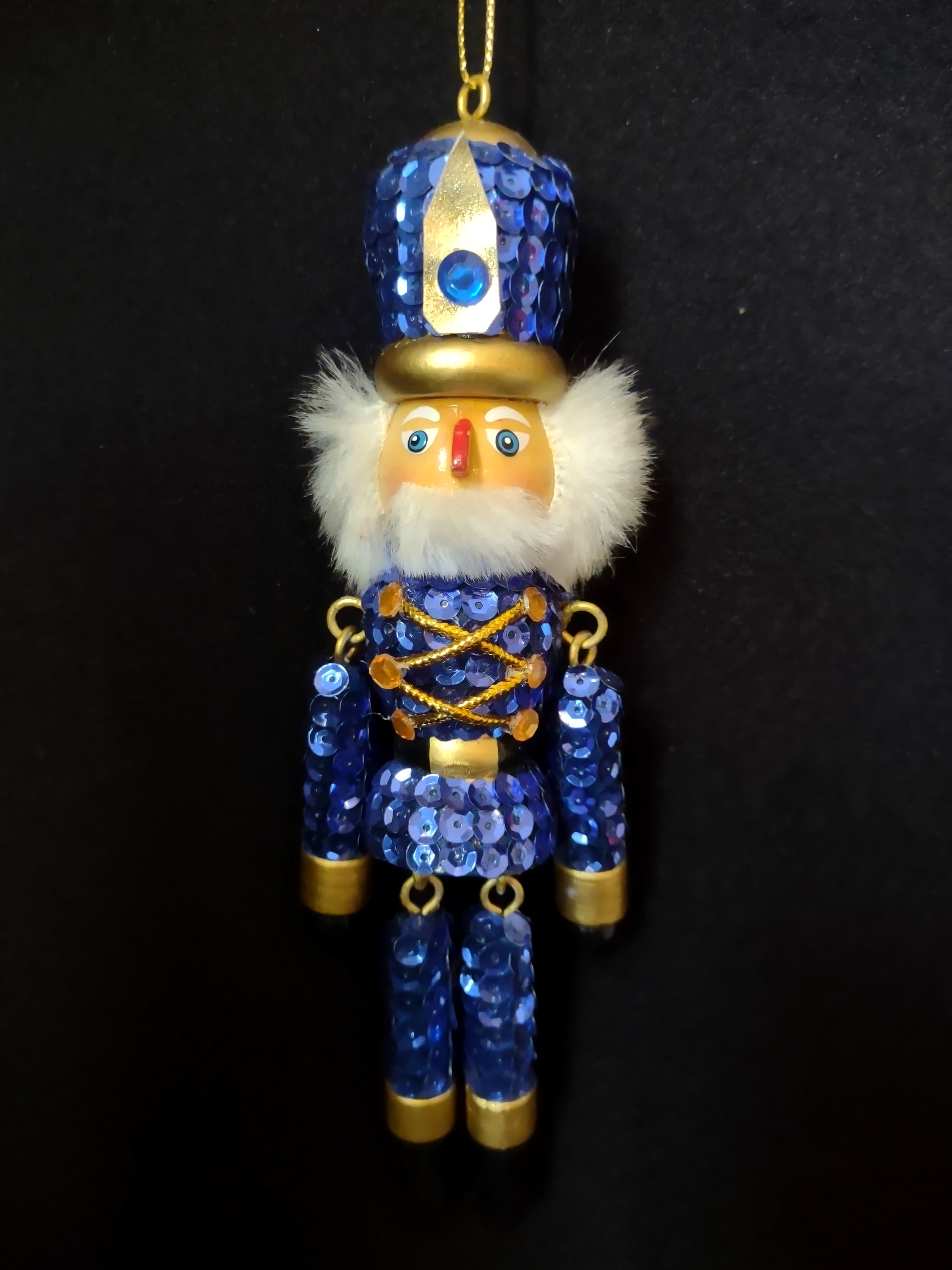 Christmas Soldier Nutcracker Village Ornaments Handcrafted Blue Red (lot 1598)