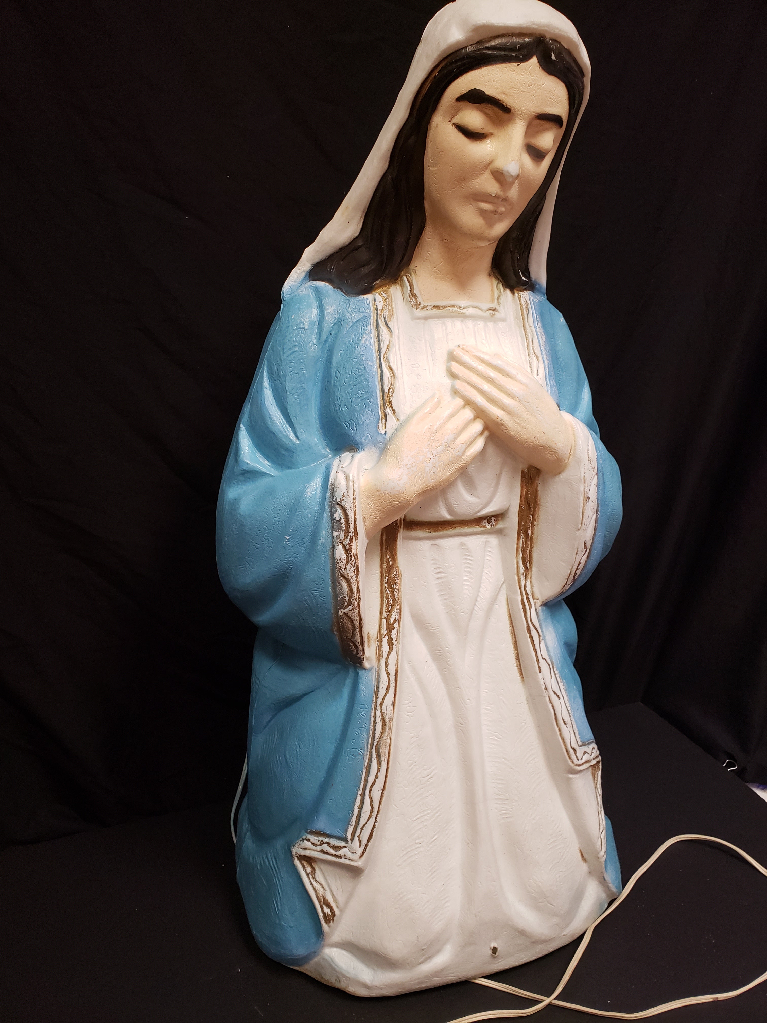 Vintage Christmas Outdoor Blow Mold Nativity Mary Figurine 32" (lot 2242)