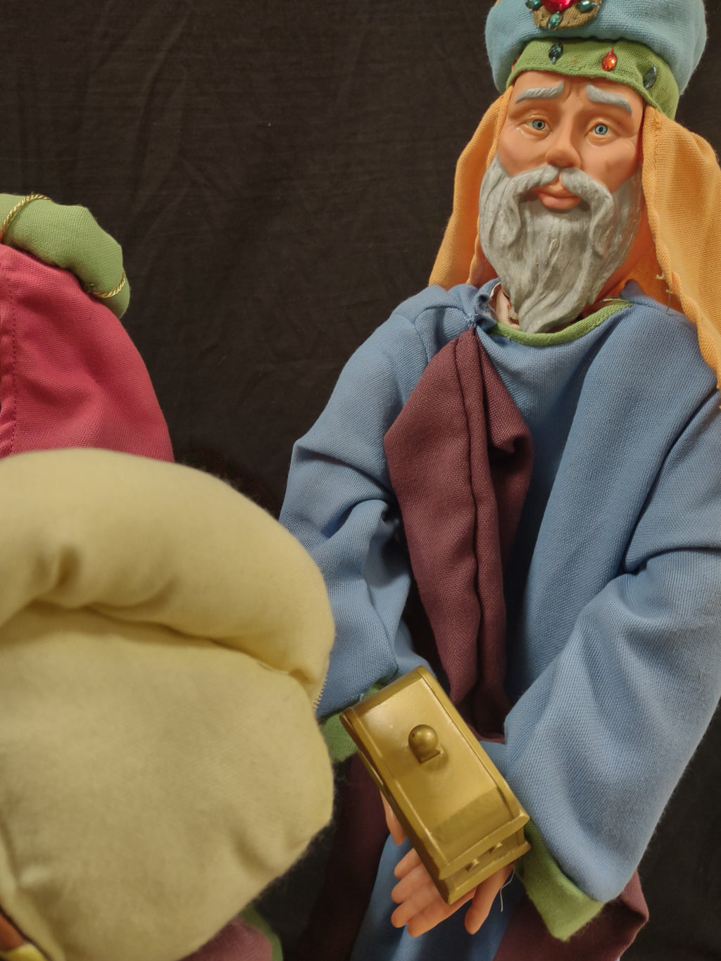Vintage Christmas Nativity Set Cloth Mary Joseph Wise Men Baby 30" (Lot 1300)