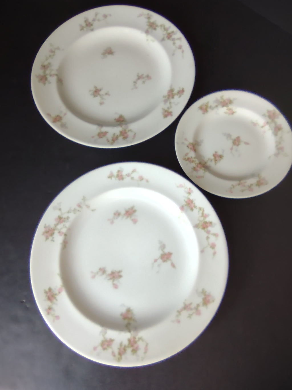 Haviland Limoges Pink Spray 2 x Dinner & 1 x Bread/Butter Plate (lot 922)
