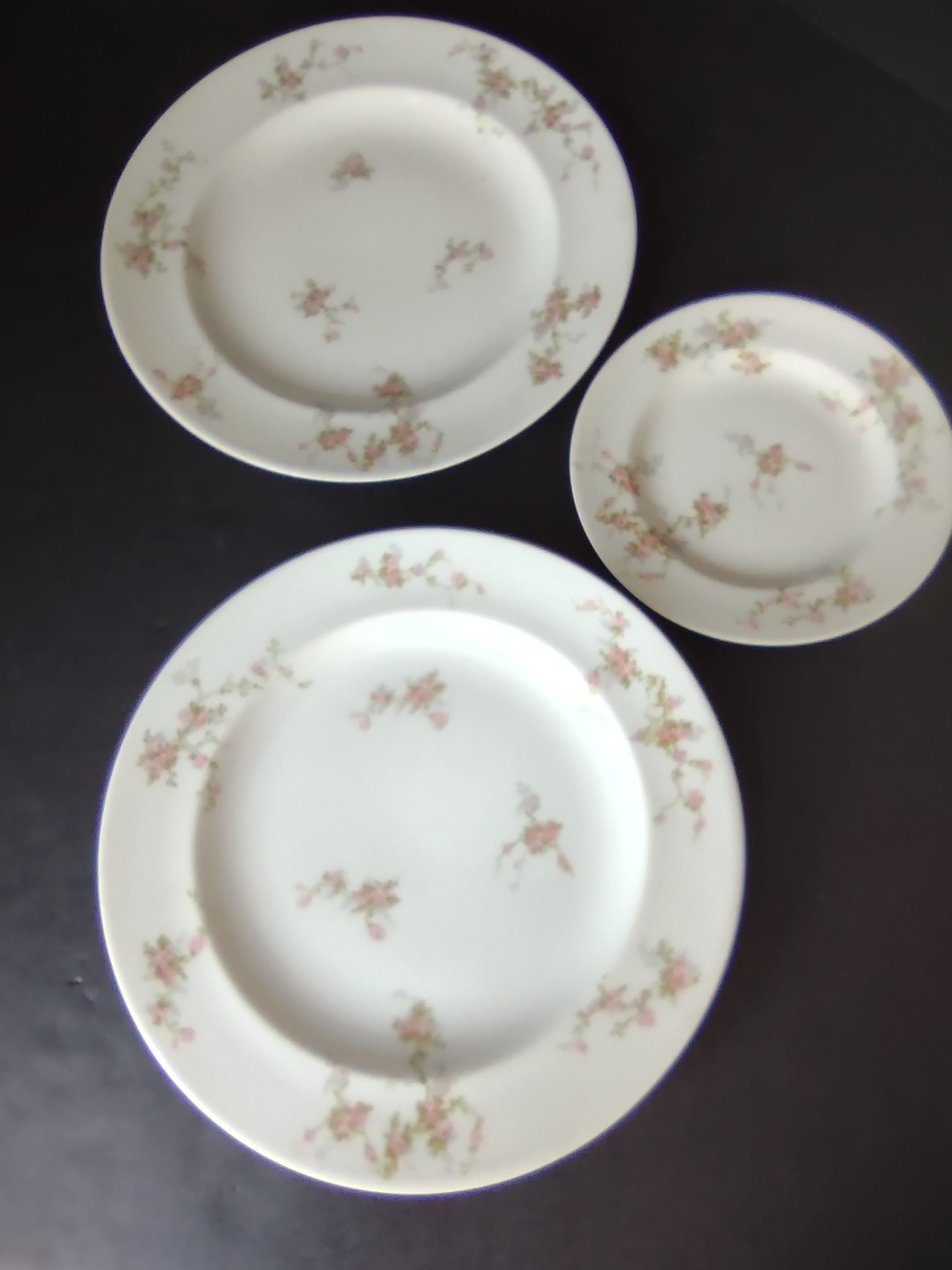 Haviland Limoges Pink Spray 2 x Dinner & 1 x Bread/Butter Plate (lot 922)