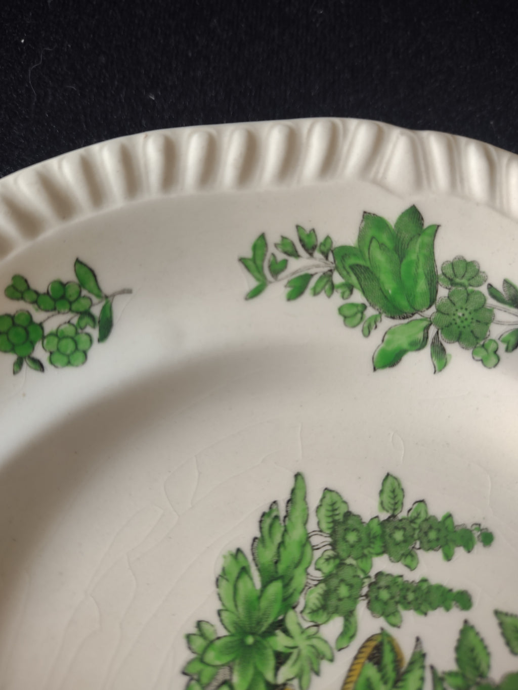 Vintage Copeland Spode Bread Butter Plate Green Basket Ironstone (Lot 5797)