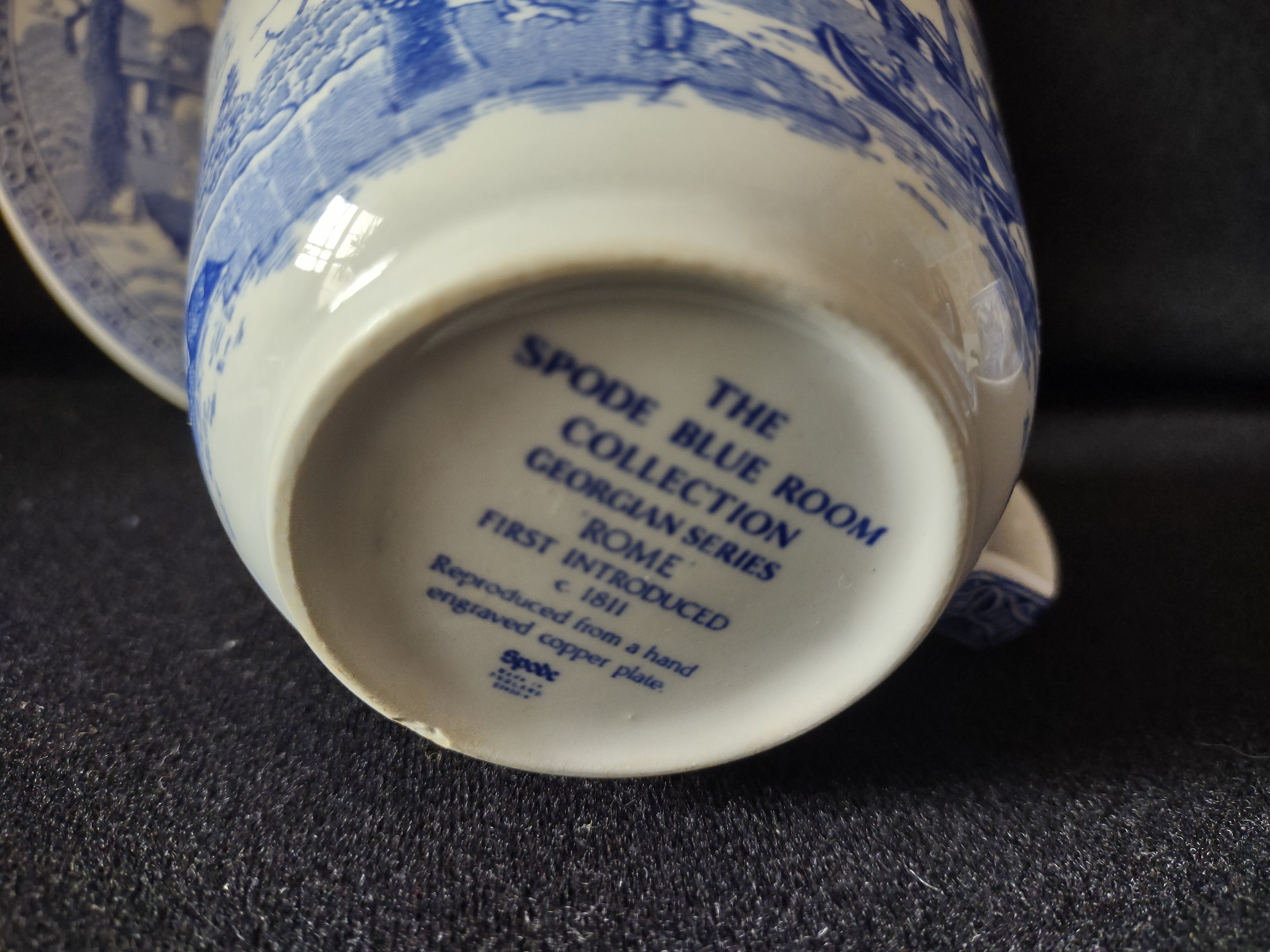 Spode Blue & White Room Teacup Rome Vintage English Transferware (lot 5844)
