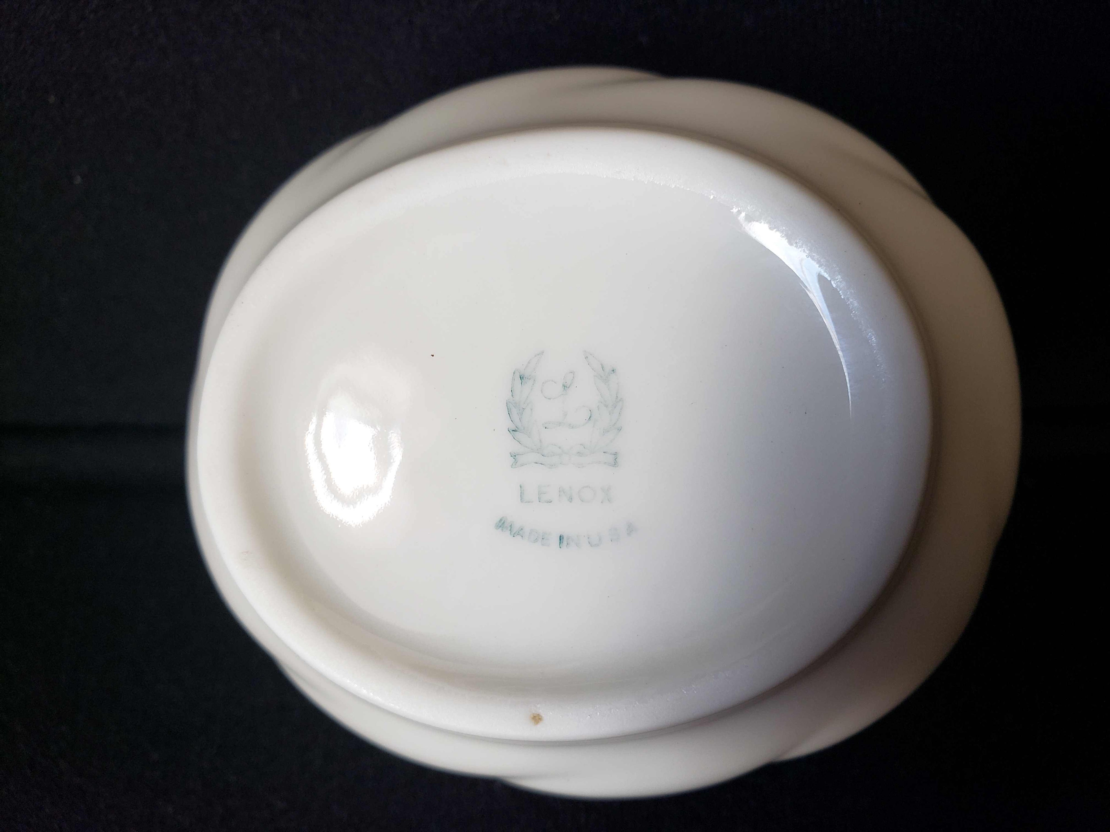 Vintage Lenox Sugar Bowl Green Stmap (lot 1986)