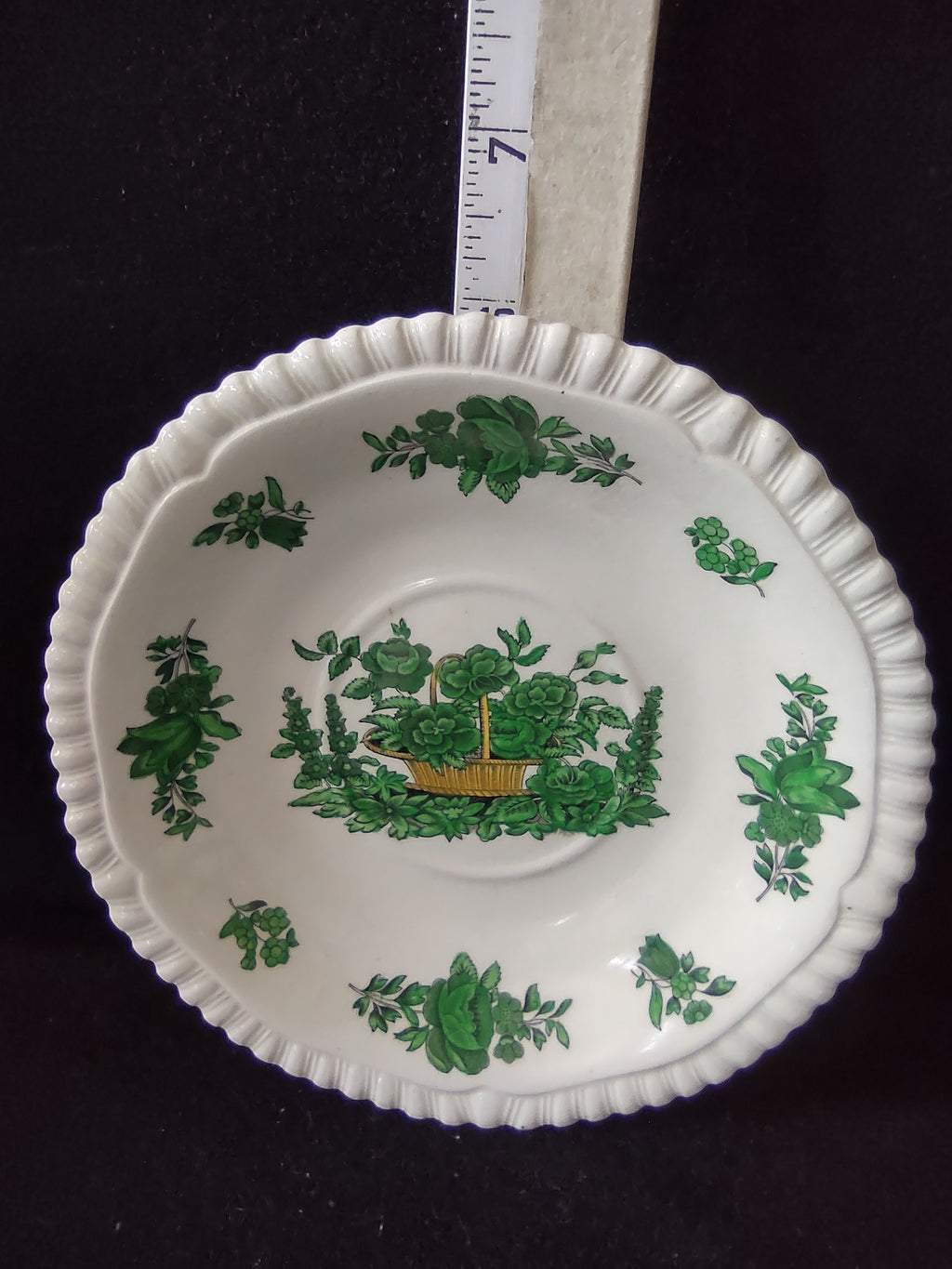 Vintage Spode Teacup Saucer Green Basket Ironstone English Countryside (Lot 5796