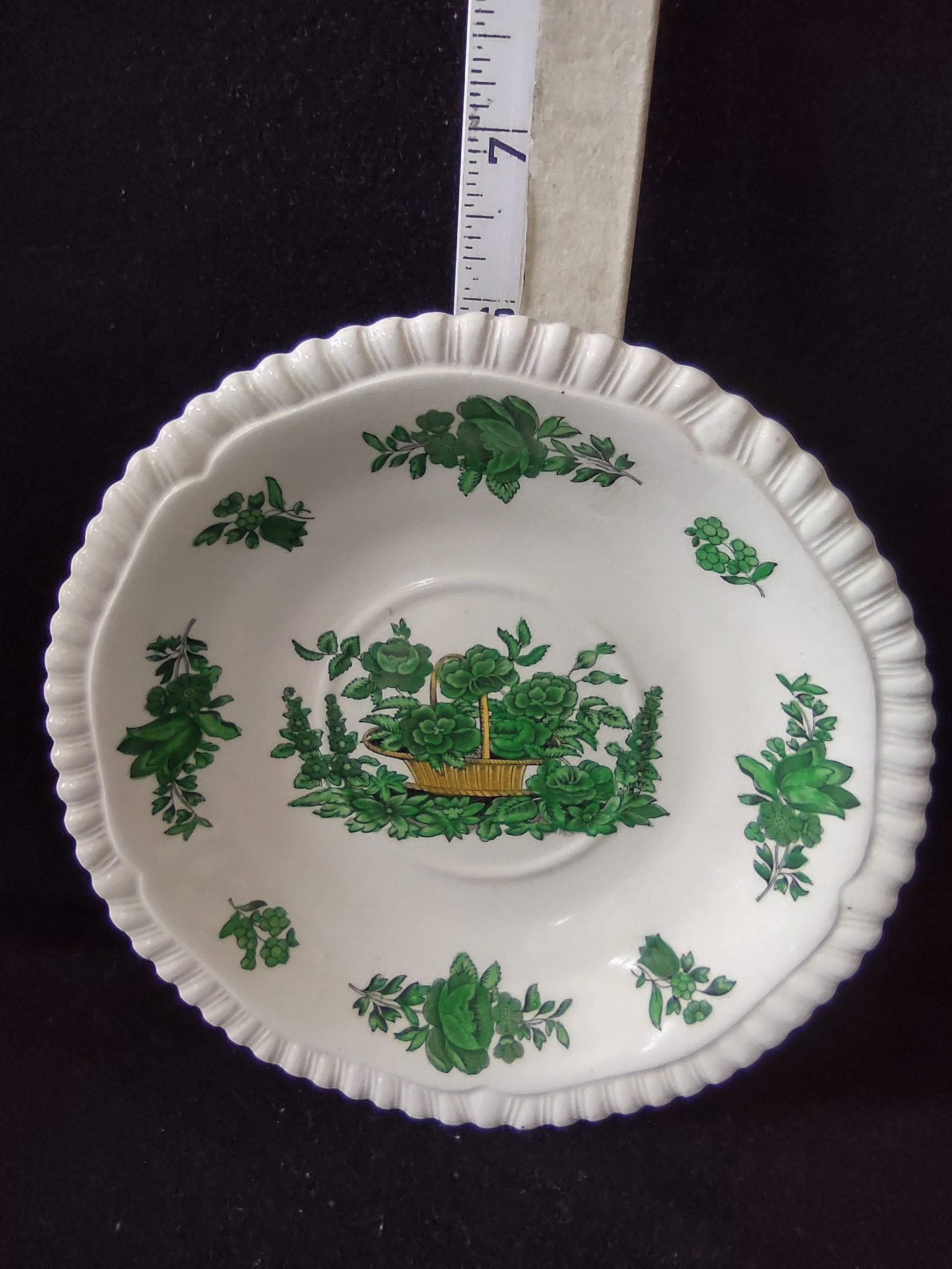 Vintage Spode Teacup Saucer Green Basket Ironstone English Countryside (Lot 5796