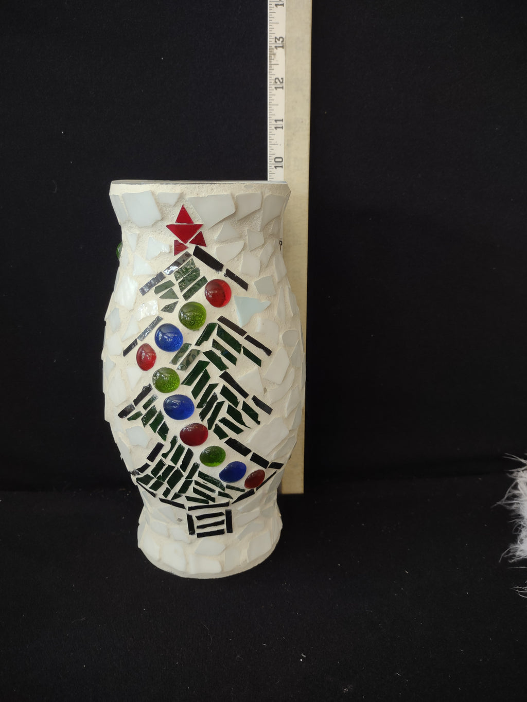 Vintage Mosaic Christmas Tree Hurricane Candle Holder (Lot 3729)
