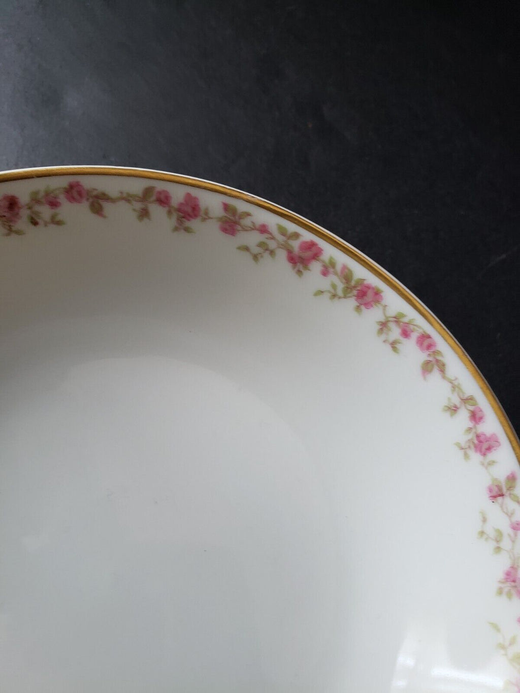 Haviland Limoges France 5-1/2" Bowl Gold Trim Pink Rose Garland (lot 570)