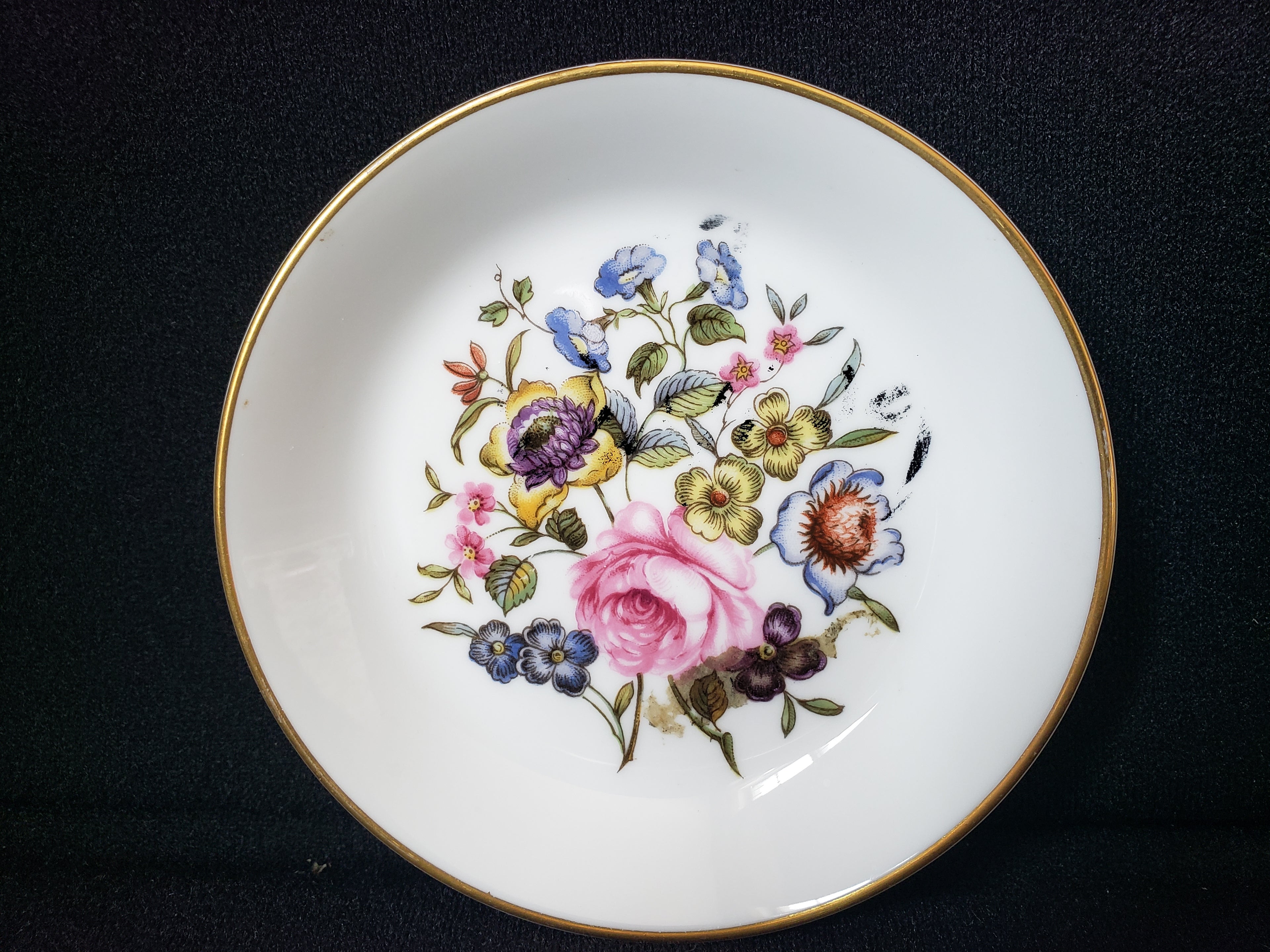 Vintage Royal Worcester Flower Roses Design Coaster Small Dish 4" (lot 2065)