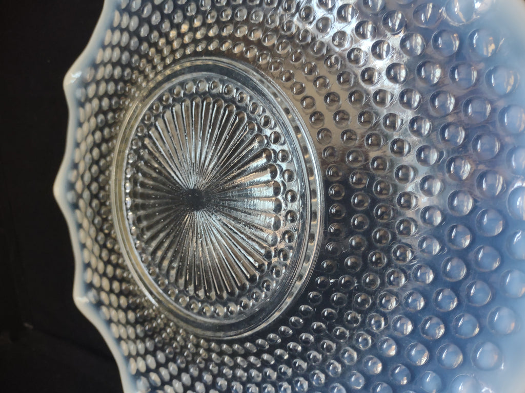 Vintage Anchor Hocking Moonstone Hobnail Ruffled Serving Plate 10-1/2" (lot 2687c)
