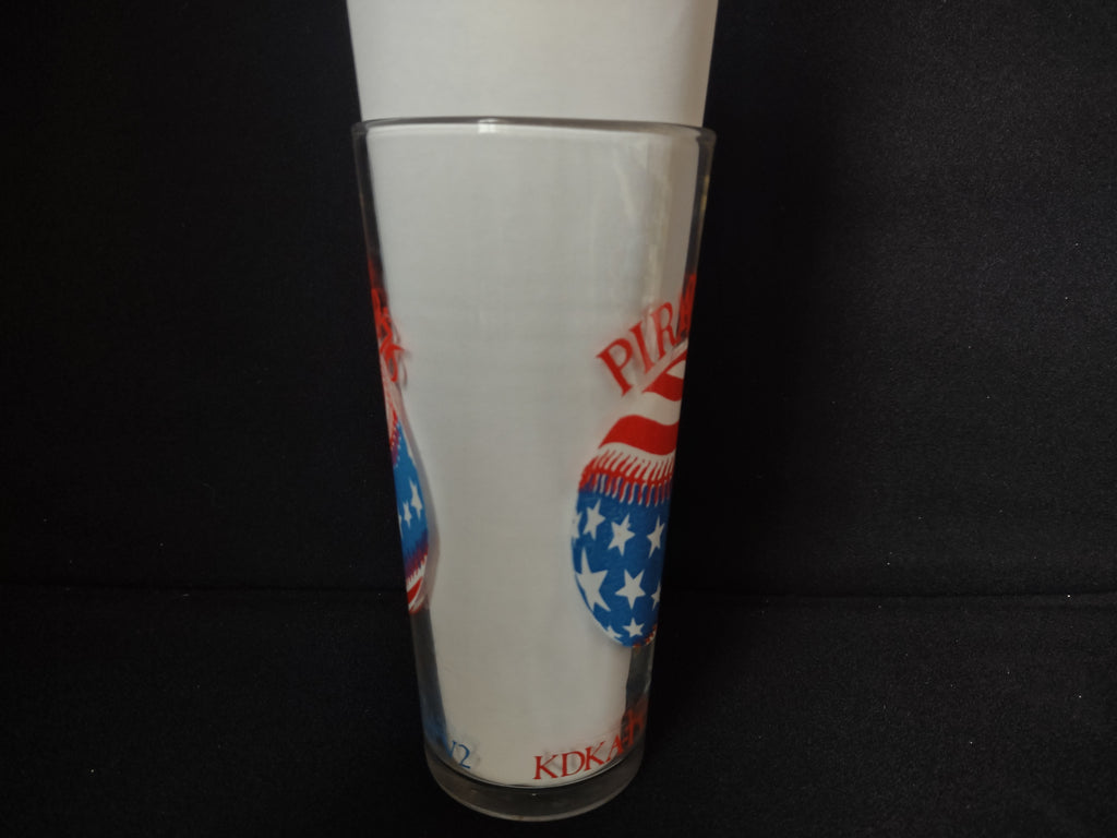 Pittsburgh Pirates KDKA TV-2 Red White Blue Baseball Glass Vintage (lot 1556)