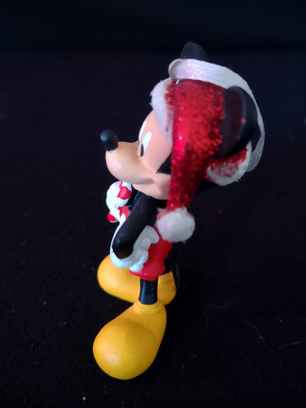 Vintage Disney Mickey Mouse Christmas Ornament Santa Hat Candy Cane (Lot 4799)