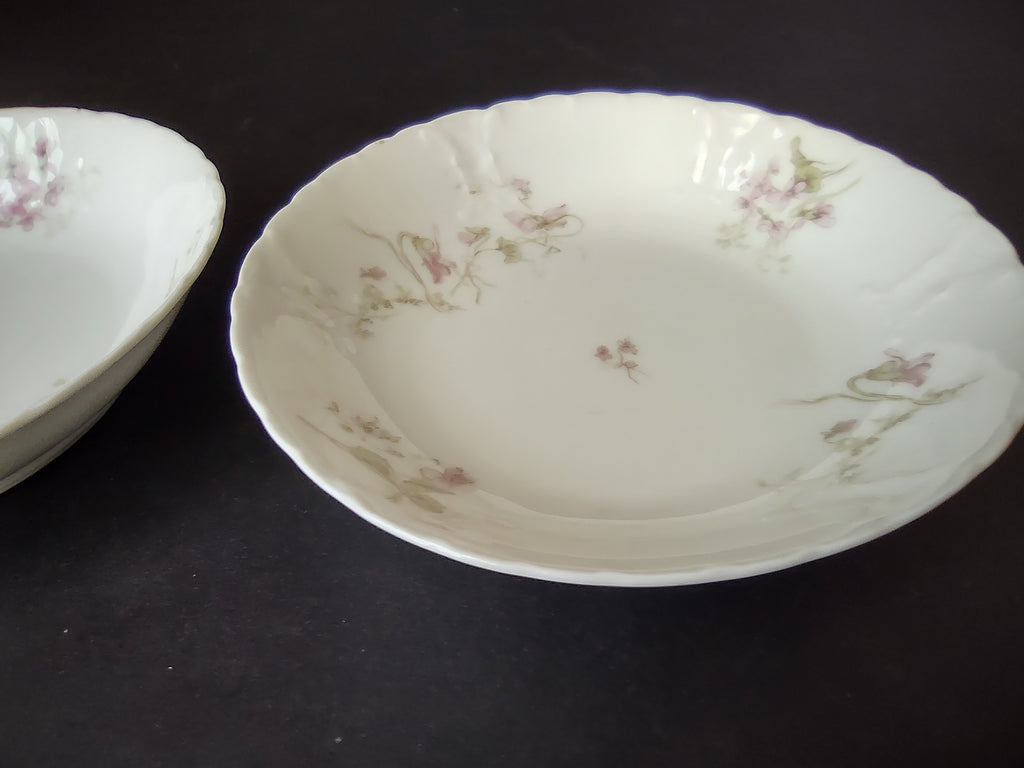 Haviland Limoges French Cottage Shabby Chic 2 x Cranberry Bowl (lot 1106)