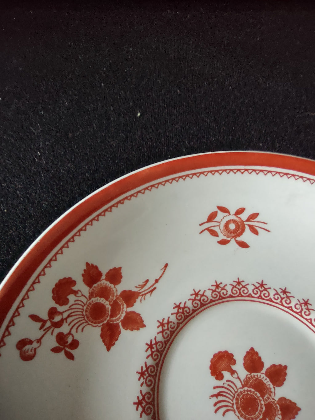 Vintage Spode Teacup Saucer Gloucester Red Fine Stone Countryside (Lot 5793)
