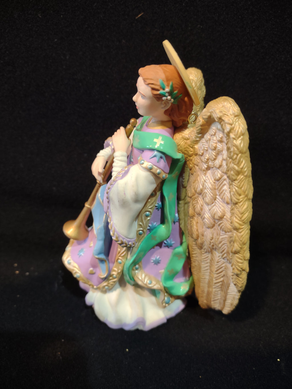 Vintage Hallmark 2000 Graceful Glory Angels Purple Gold Trim Trumpet (Lot 4619)