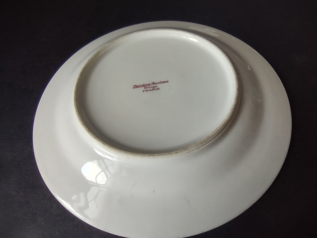 Haviland Limoges 2 x Bread Butter Plate Rose White Purple Flower Moss (lot 898)