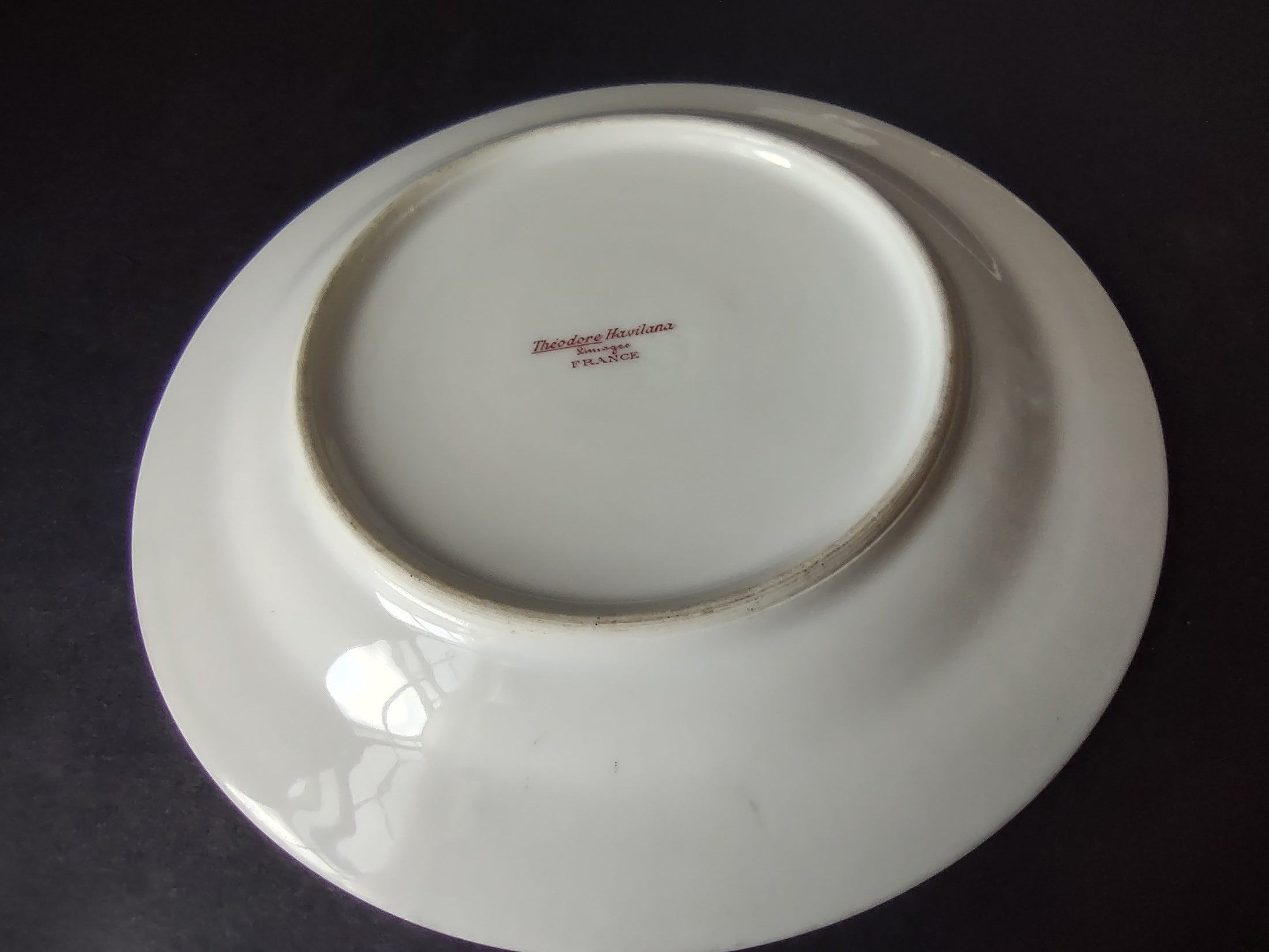 Haviland Limoges 2 x Bread Butter Plate Rose White Purple Flower Moss (lot 898)