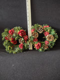 Vintage 2 Small 8" Wreath Pine Cones Roses Berries with 3" Center (Lot 4769)