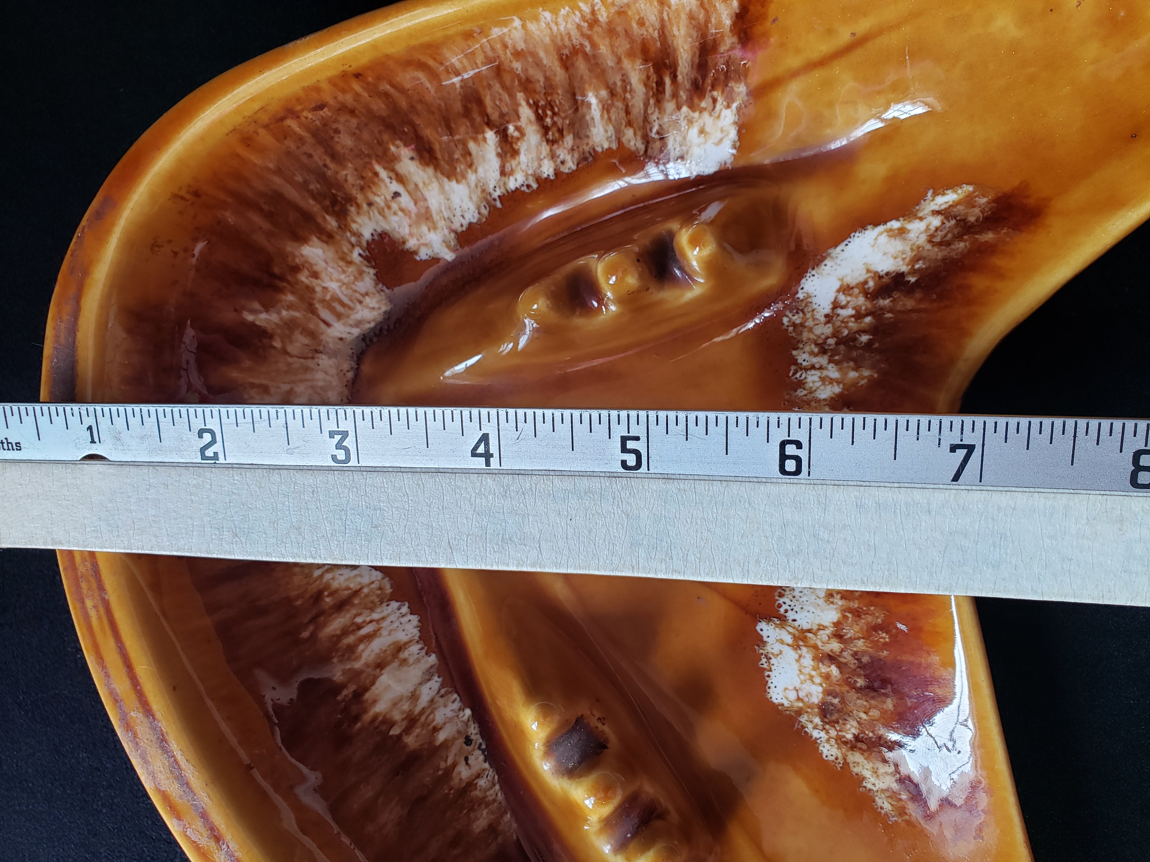 Ashtray Brown Orange Glazed Ceramic Vintage Retro 1970s Mid Century (lot 2156d)