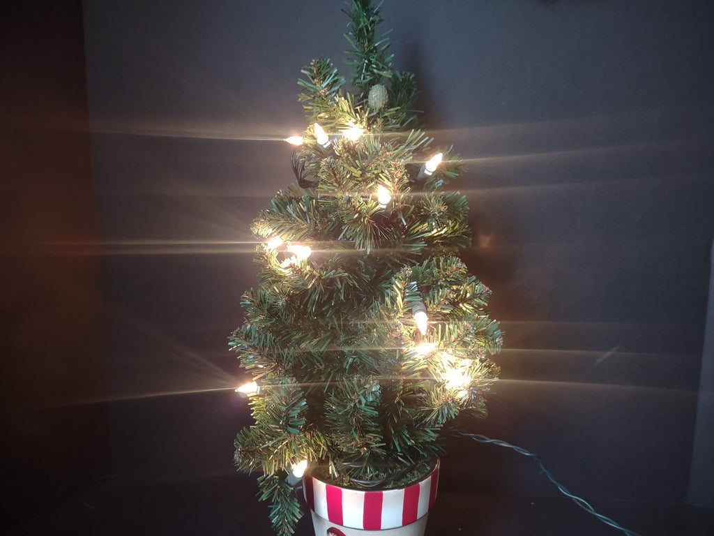Vintage Artificial Christmas Light Up Tree Swag Red Bow Garland (lot 1227)