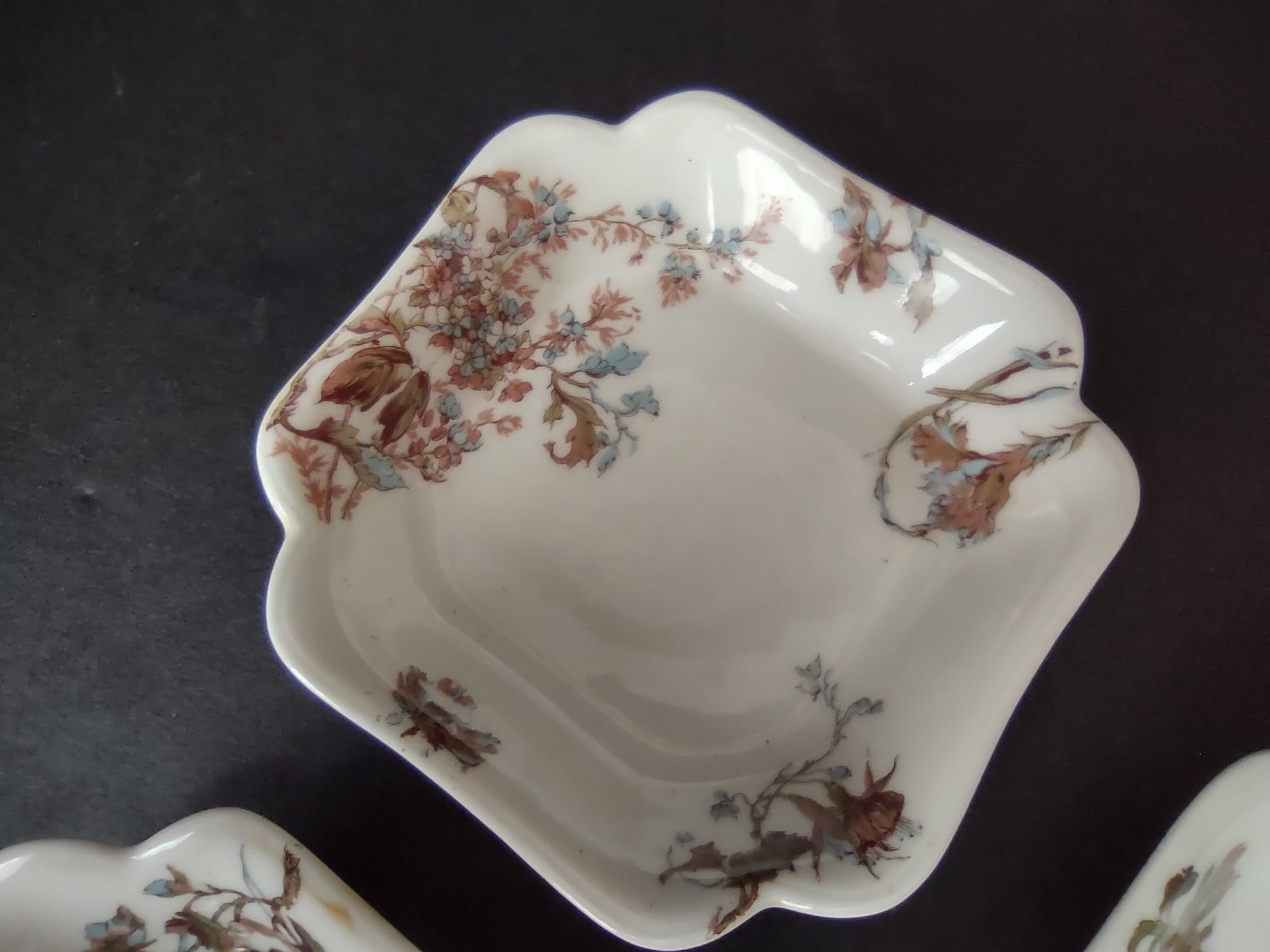 Depose Haviland Limoges Pink Brown Cornflower 3 x Square Small Dish (lot 966)