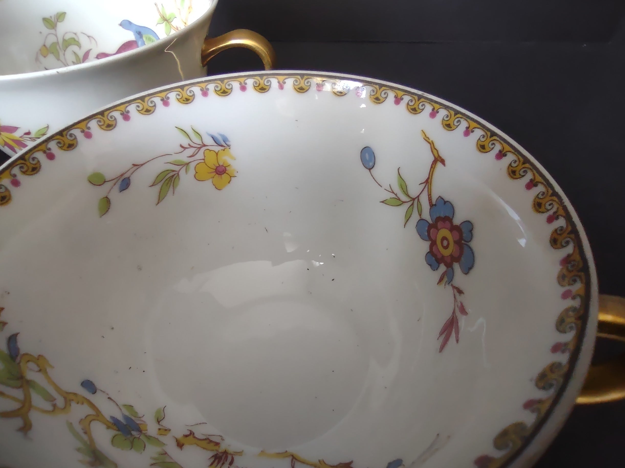 B. Altman Limoges Old Abbey Rouen Spray Pheasant 4 x Bouillon Cup ONLY (lot 815)