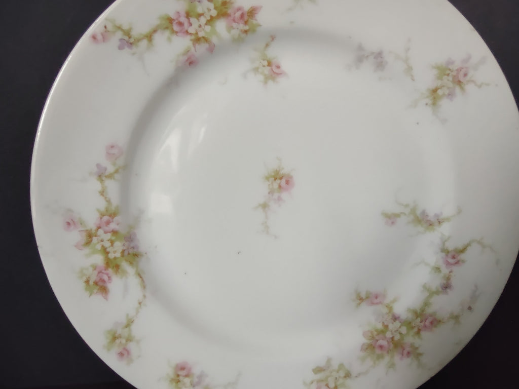 Haviland Limoges Dessert/Salad Plate Rose White Purple Flower Moss (lot 897)