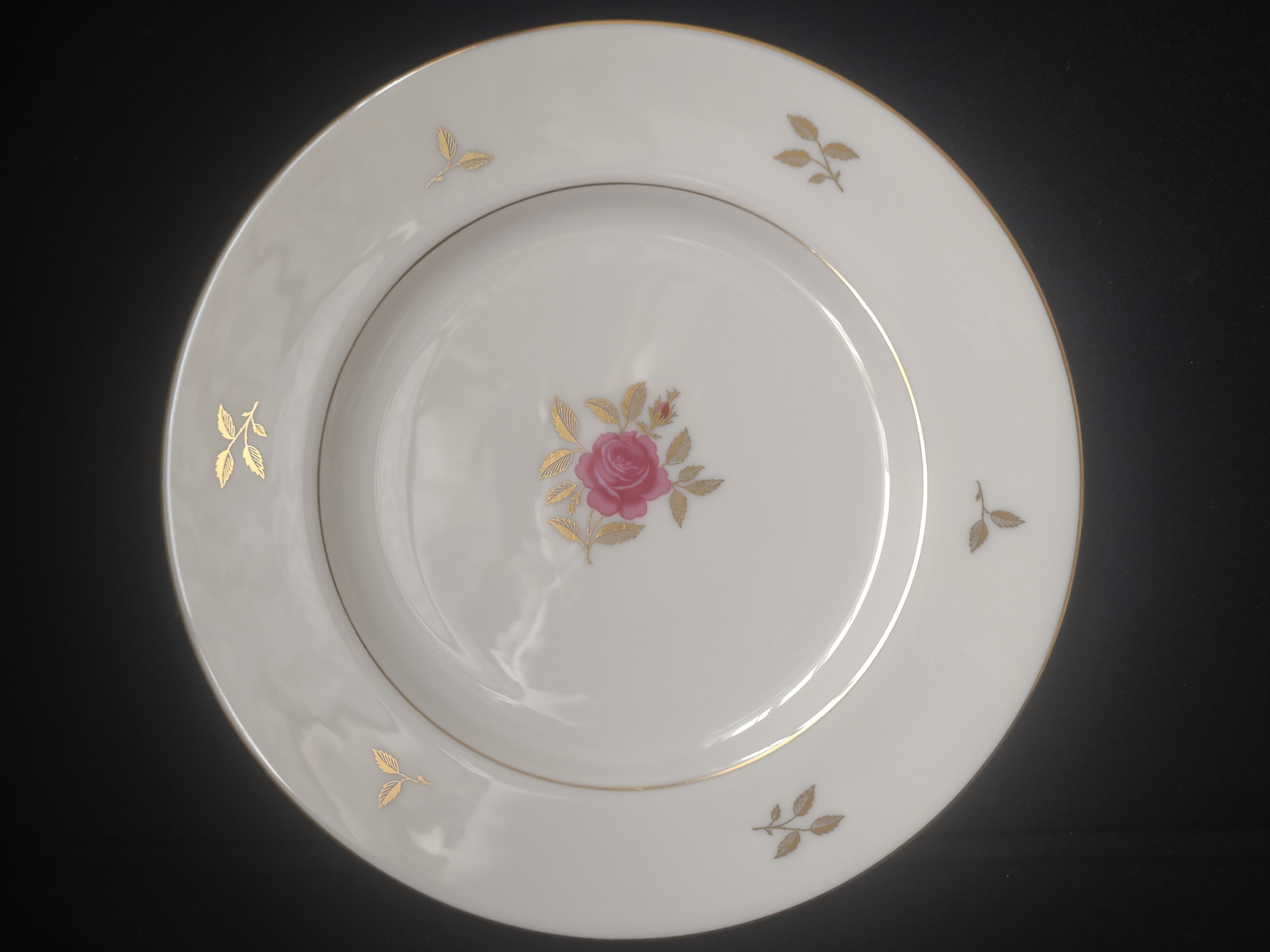 Vintage Lenox Rhodora Dinner Plate Rose Flower Gold (lot 1791)