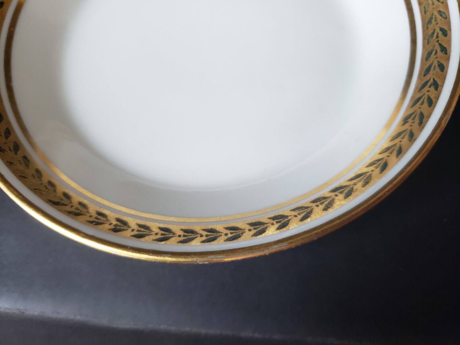JP Limoges France Gold Trim Green Laurel 2 x Small Bowl 5" (lot 598)