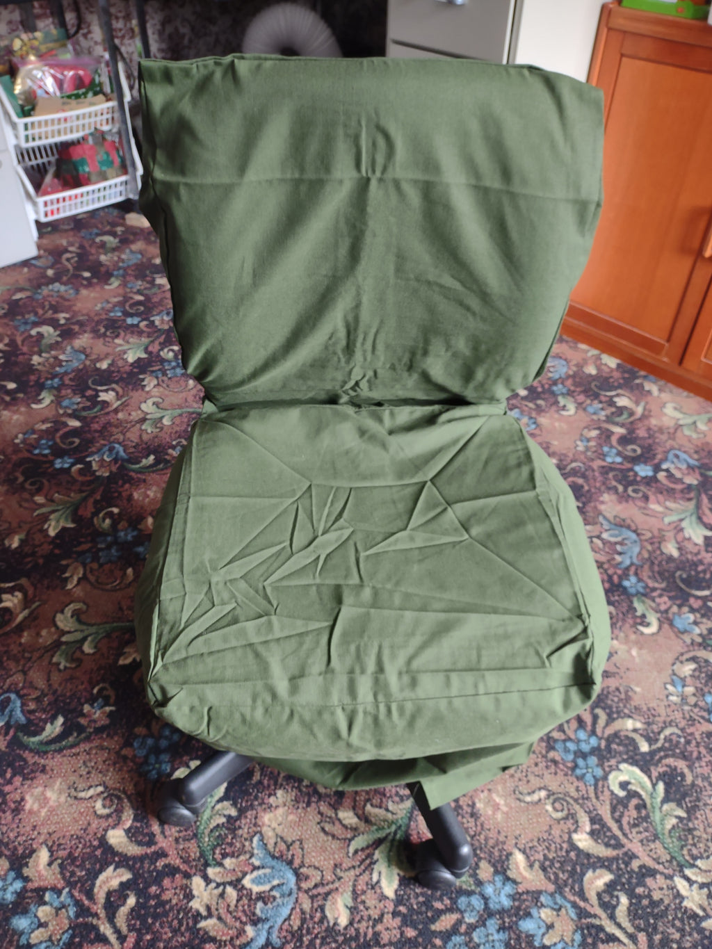 Vintage Set of 2 Dining Room Chair Cover Christmas Green Red (lot 3306)