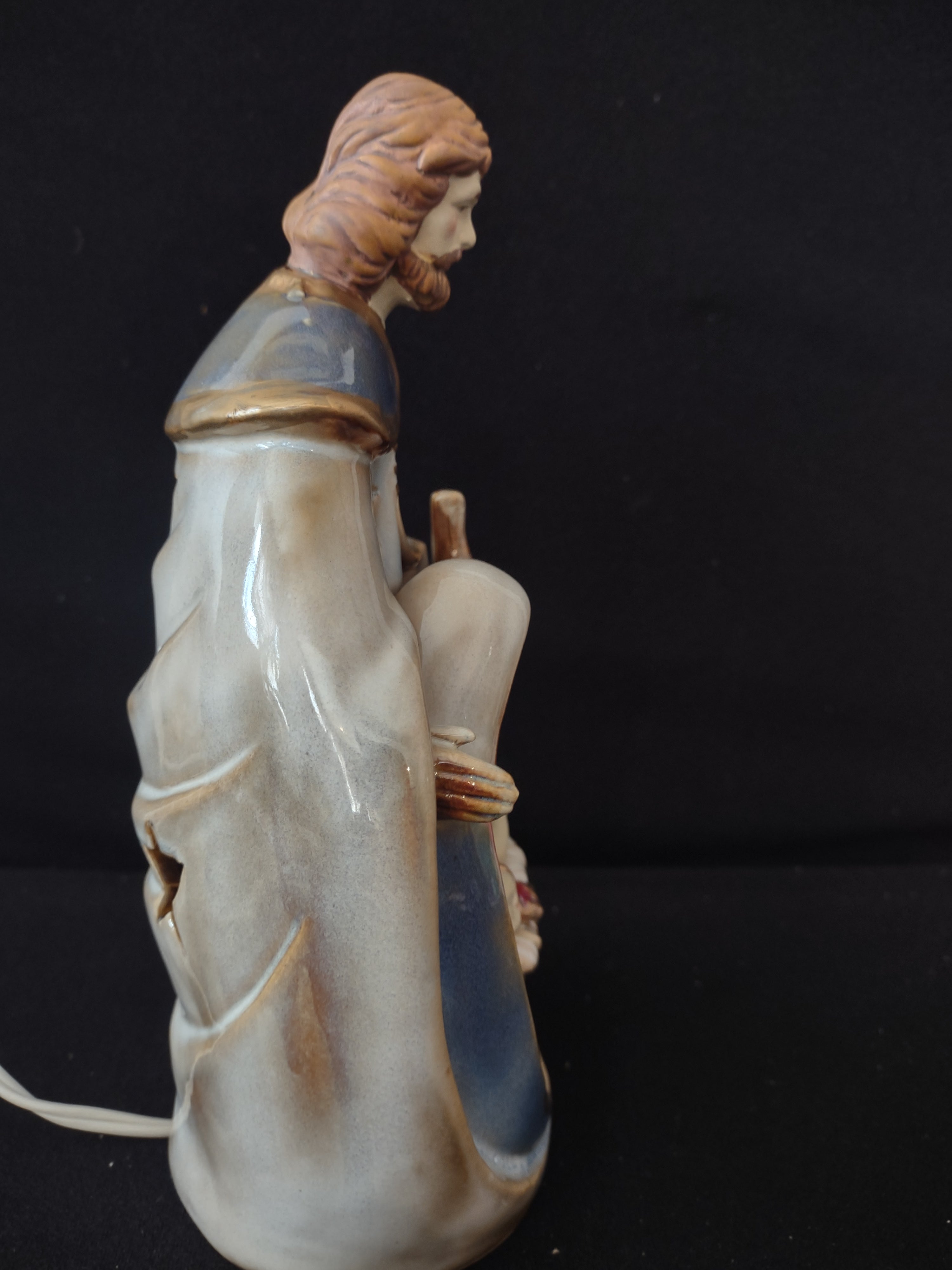 Vintage Lighted Ceramic Joseph Mary Jesus Nativity Christmas (Lot 3615)