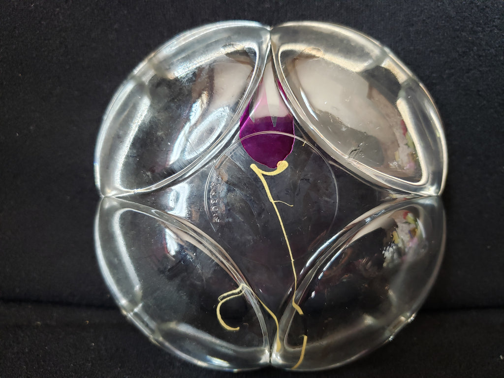 Vintage Fidenza Glass Ashtray Tulip Flower 4" (2151)